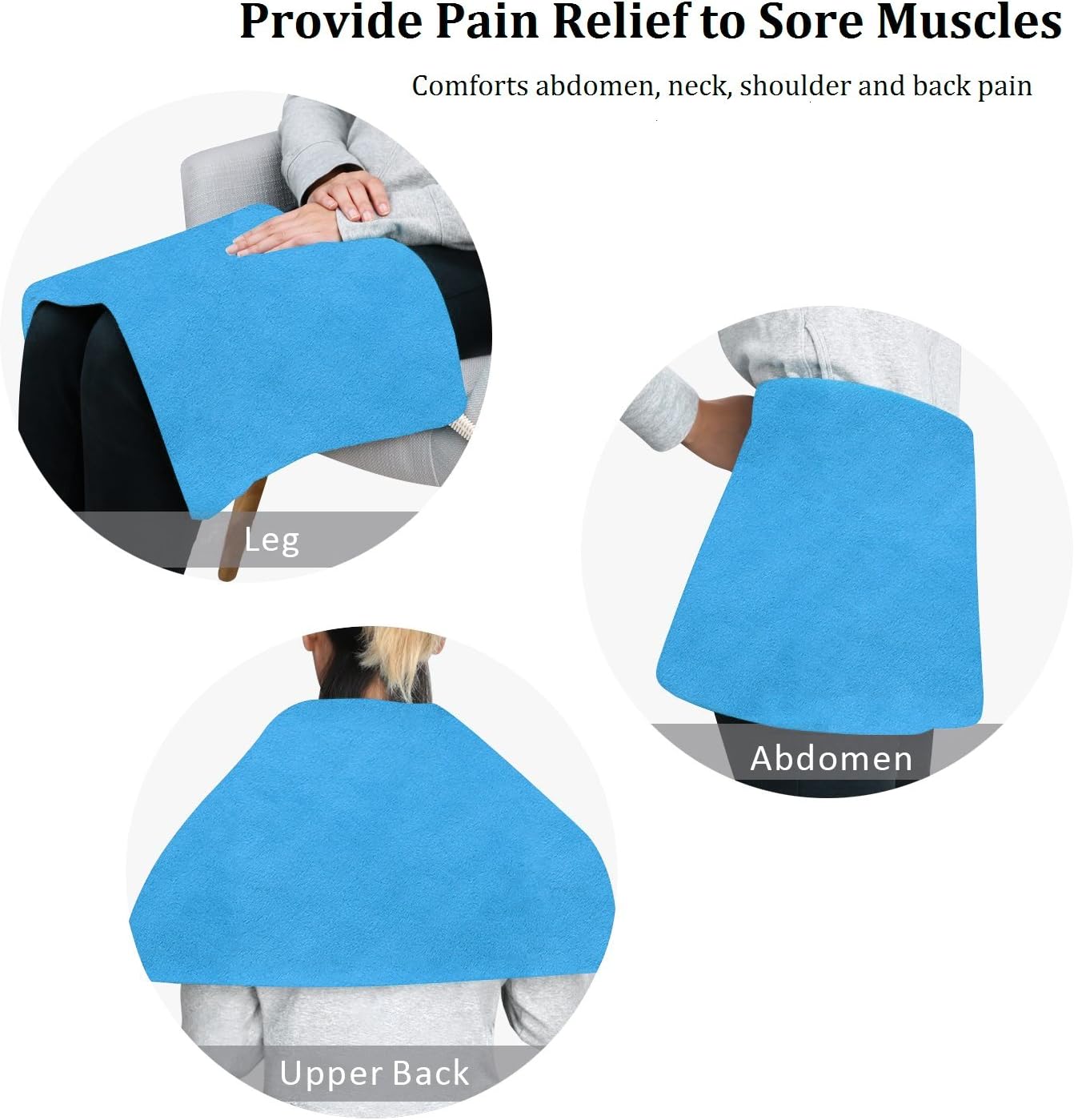 Small Heating Pad Electric - Warming Hot Wrap Flexible Heating Pad for Heat Therapy on Back, Knee, Shoulder, Neck Pain - Sinus, Menstrual Cramps, Arthritis，12 inch x 15 inch (Blue)
