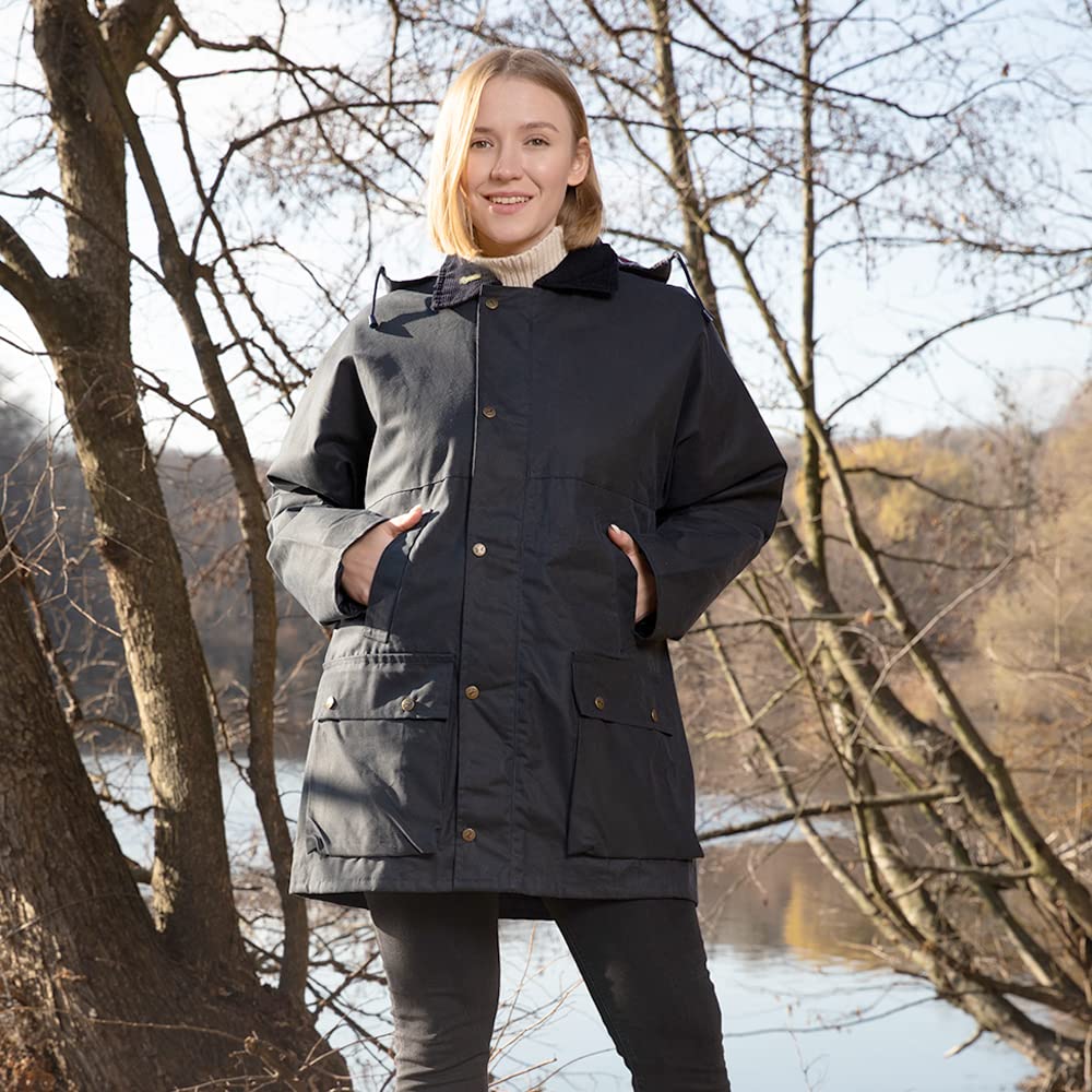 Romneys Wachsjacke Country – klassische englische Outdoorjacke aus gewachster Baumwolle, wasserdicht & winddicht, robuste Regenjacke mit Kapuze für Damen und Herren