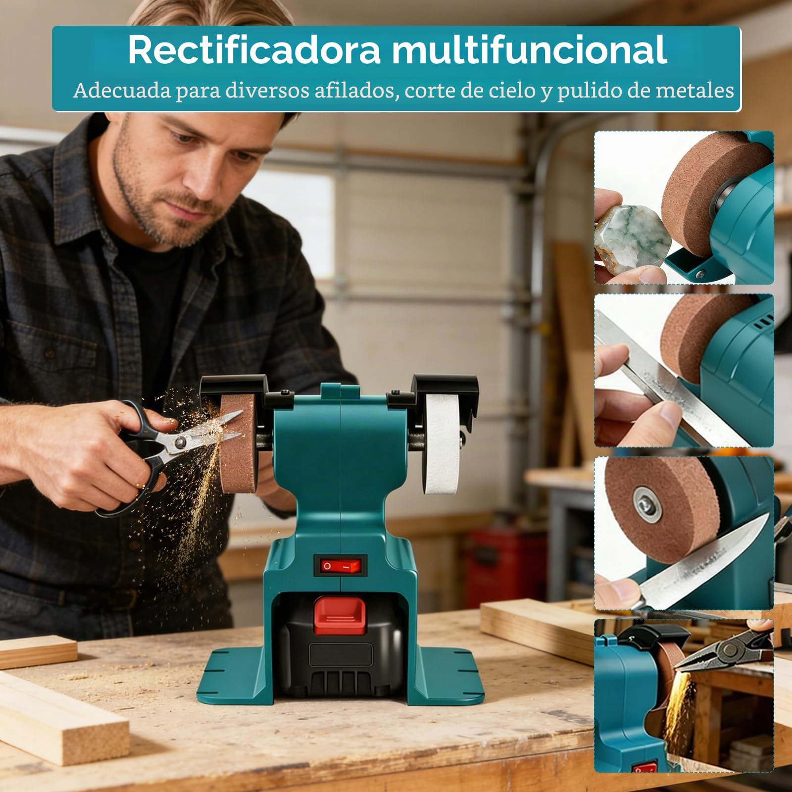 Lijadora De Banda EléCtrica, Mini Afilador De Cuchillos con 2400 mAh Batería Eléctrico Pulidor etite Amoladora de banco de trabajo MáQuina De Pulir Y Lijar De Banda Para Metal Y CarpinteríA