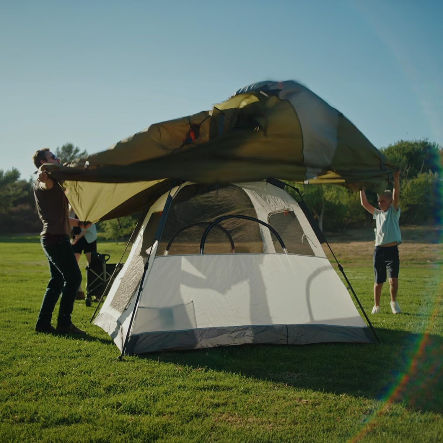 Night Cat Cabin Tent with Vestibule: 3 Persons Pop Up Camping Tent Double Layers Easy Quick Setup Waterproof - Image 5