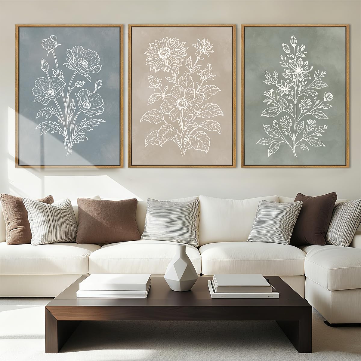Amazon.com: Anyzal Boho Floral Framed Wall Art 12x16 Inch