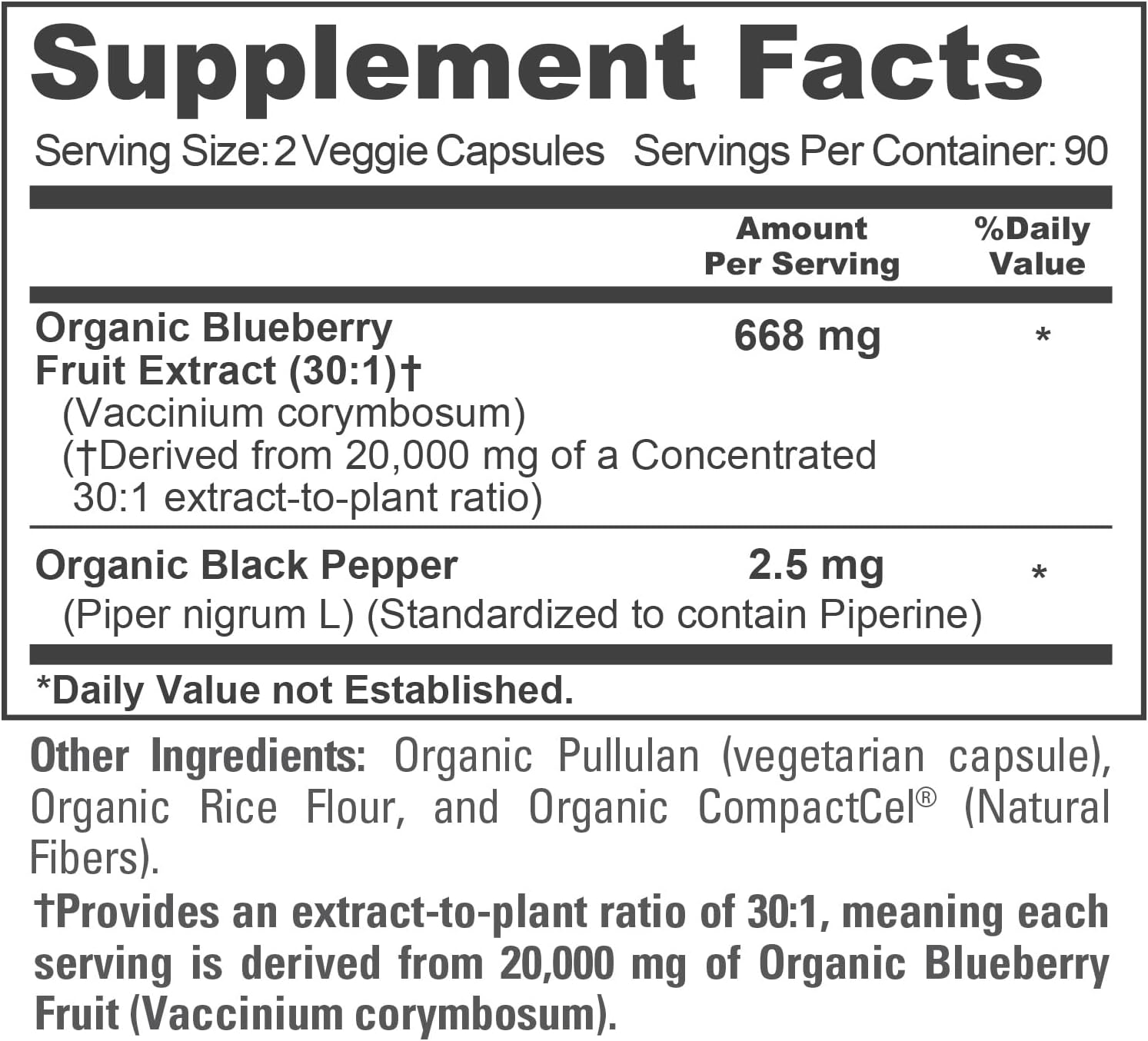NusaPure Blueberry Concentrate 30:1 Extract, 667 mg Equivalent to 20,000 mg 180 Veg Caps Suitable for Vegetarian, Vegan, Non-GMO - Image 4