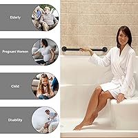 Vista 4 de Paquete de 2 barras de regadera de 24 pulgadas negras, mango de barra de agarre de pared de baño de acero inoxidable ZUEXT, barra de equilibrio