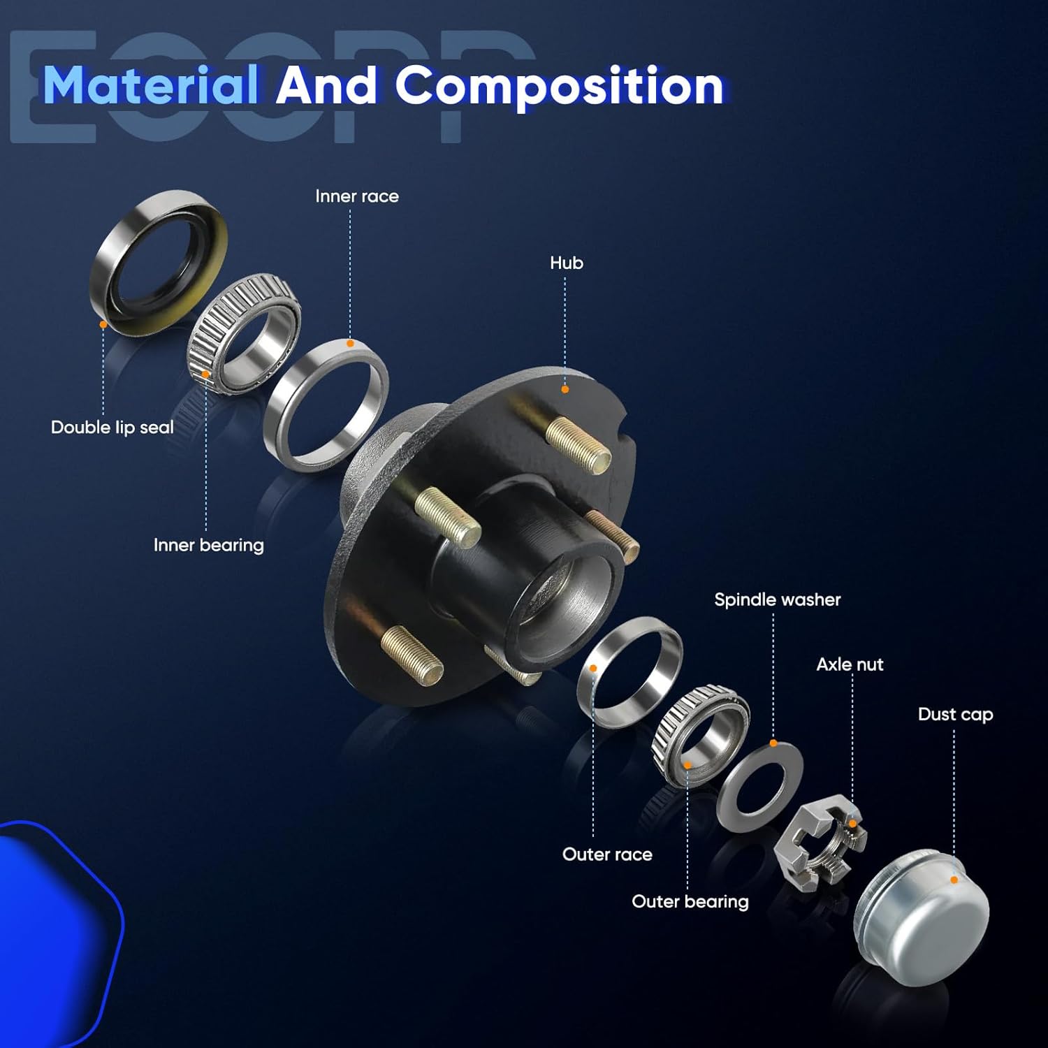 ECCPP Front Wheel Bearing Assembly for Hyundai Entourage/Kia Sedona 2006 2007 2008 2009 2010 2011 2012 2013 2014 Compatible with 515090 6 Lugs Passenger or driver side - Image 3