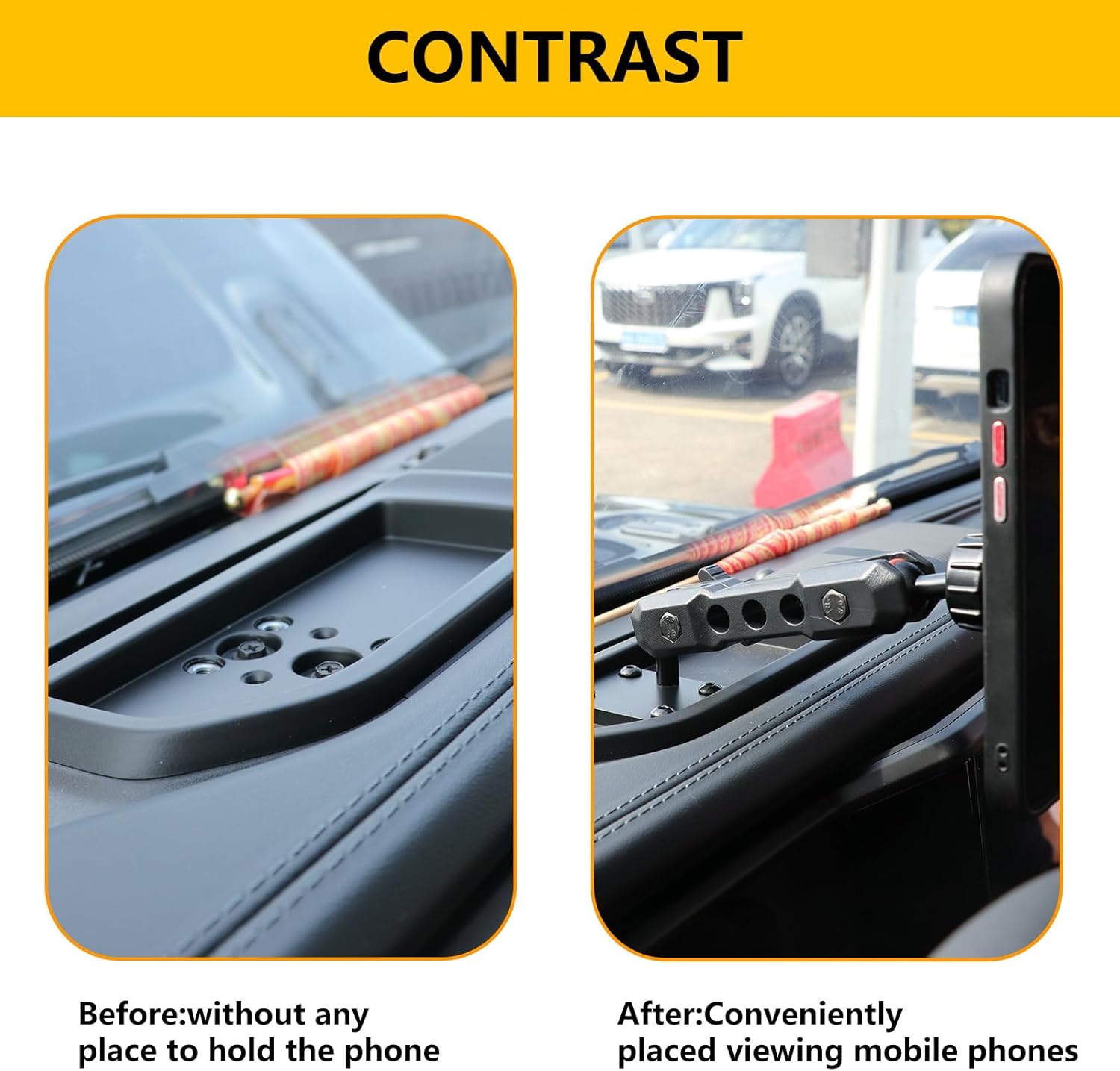 Dash Phone Holder Adjustable Cell Phone Holder for 2024 2025 2026 Jeep Wrangler JL 2/4 Door 4XE, Interior Accessories for Optimal Viewing Angle (Magnetic)
