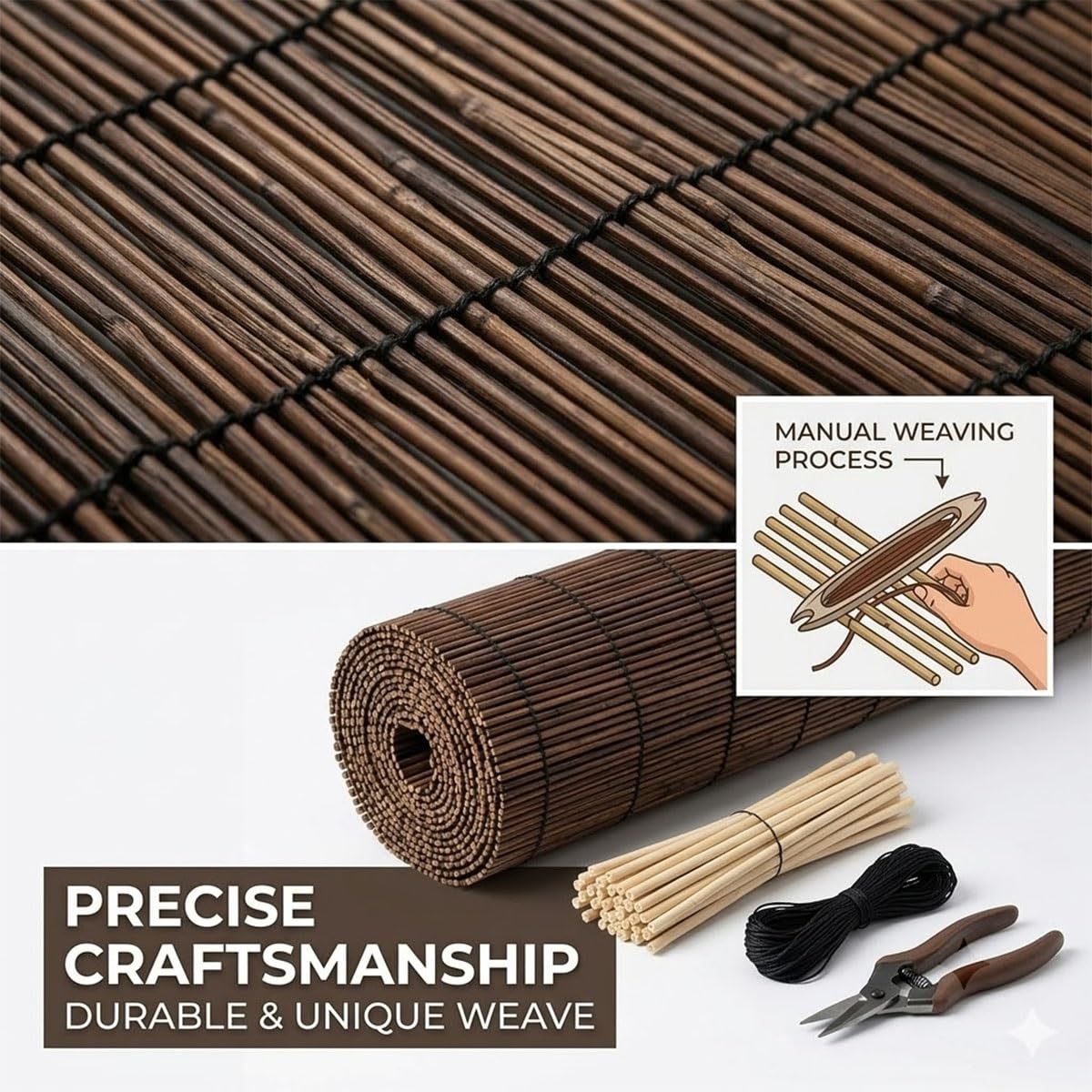 Générique Brise Vue Balcon Canisse en Roseau Naturel 1.0mx5.0m Canisse Bambou Brise Vue, Cache Vue et Pare Vue Occultant pour Clôture Terrasse Palissade Jardin Extérieur Résistante aux Intempéries