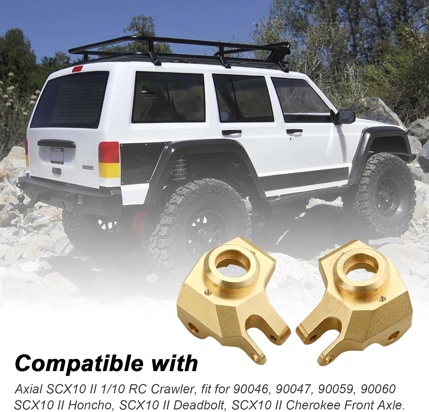 Hobbypark Brass Front Steering Knuckles Heavy Weights for SCX10 II Upgrades Compatible with Axial SCX10 II Honcho (Gold)