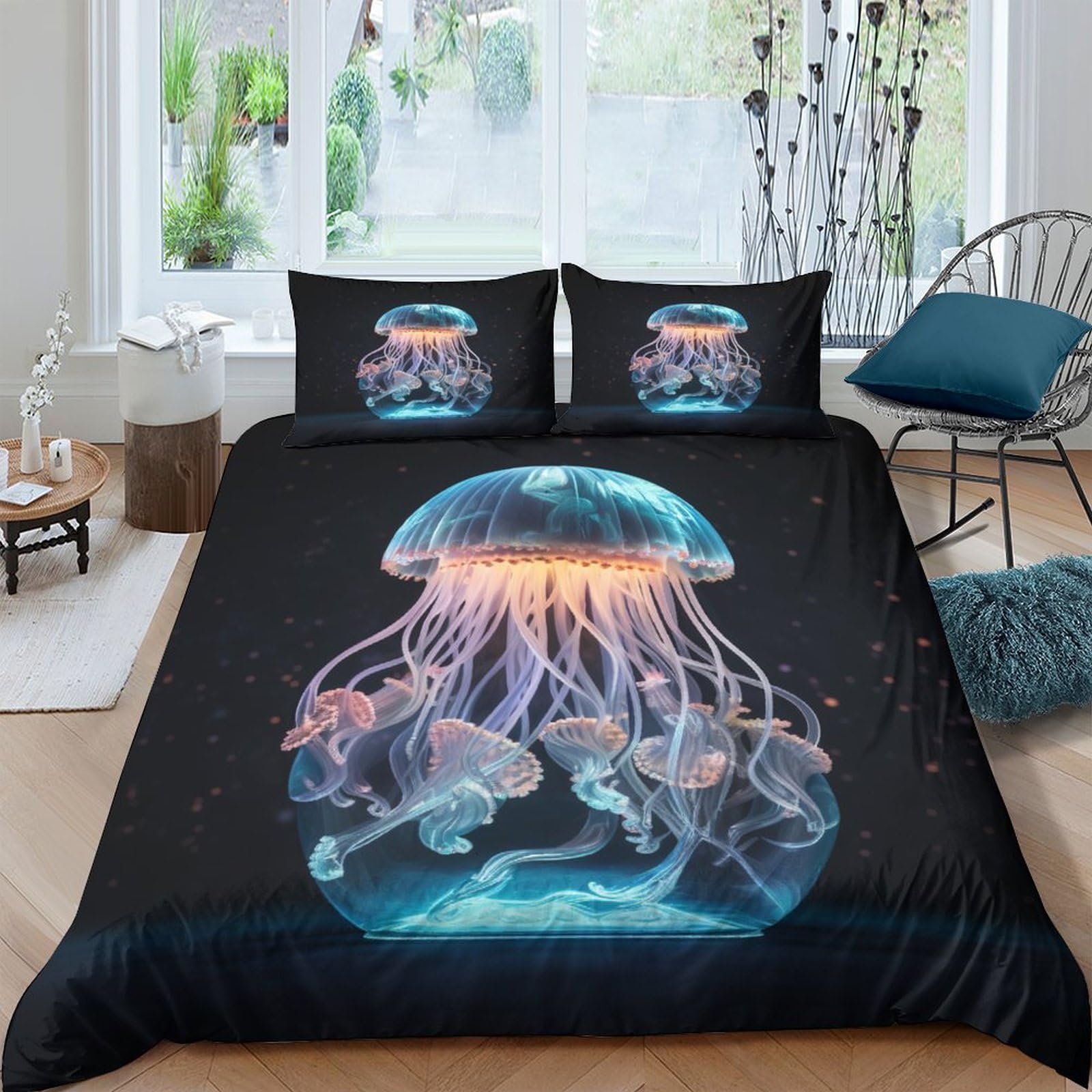 Housse de couette méduse zippée en microfibre facile d'entretien