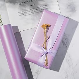 RUSPEPA Lavender Gift Wrapping Paper - Mini Roll - Solid Color Pearly Shiny Silk Paper Perfect for Wedding, Birthday, Christmas, Baby Shower, Bridal Shower, DIY Bouquet, Easter - 17 Inches X 32.8 Feet
