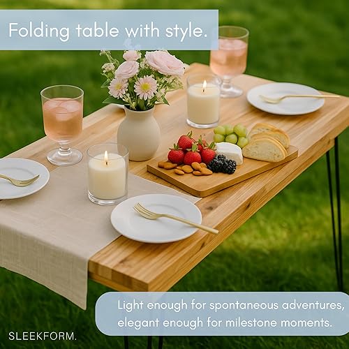 Miniatura 5 de Sleekform Wood Folding Table - Portable Folding Desk - No Assembly Easy Fold Desks for Small Spaces - Space Saving Collapsible Computer Tables for