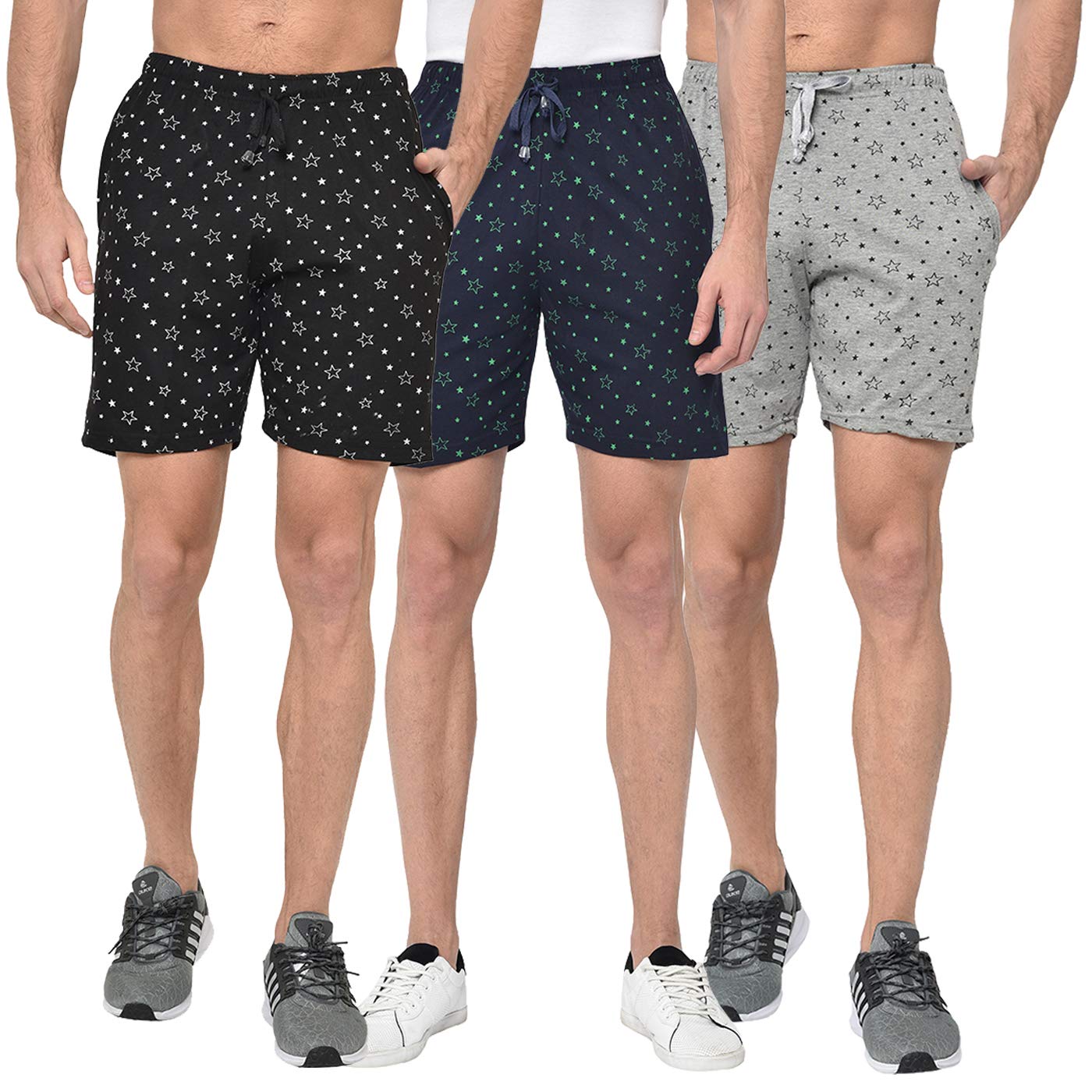 mack jonney Regualr Fit Cotton Blended Lounge Shorts/Bermudas for Men(Pack of 3)-D11_PRT_1MLG_1NVY_1BLK_0003-P-picture-17