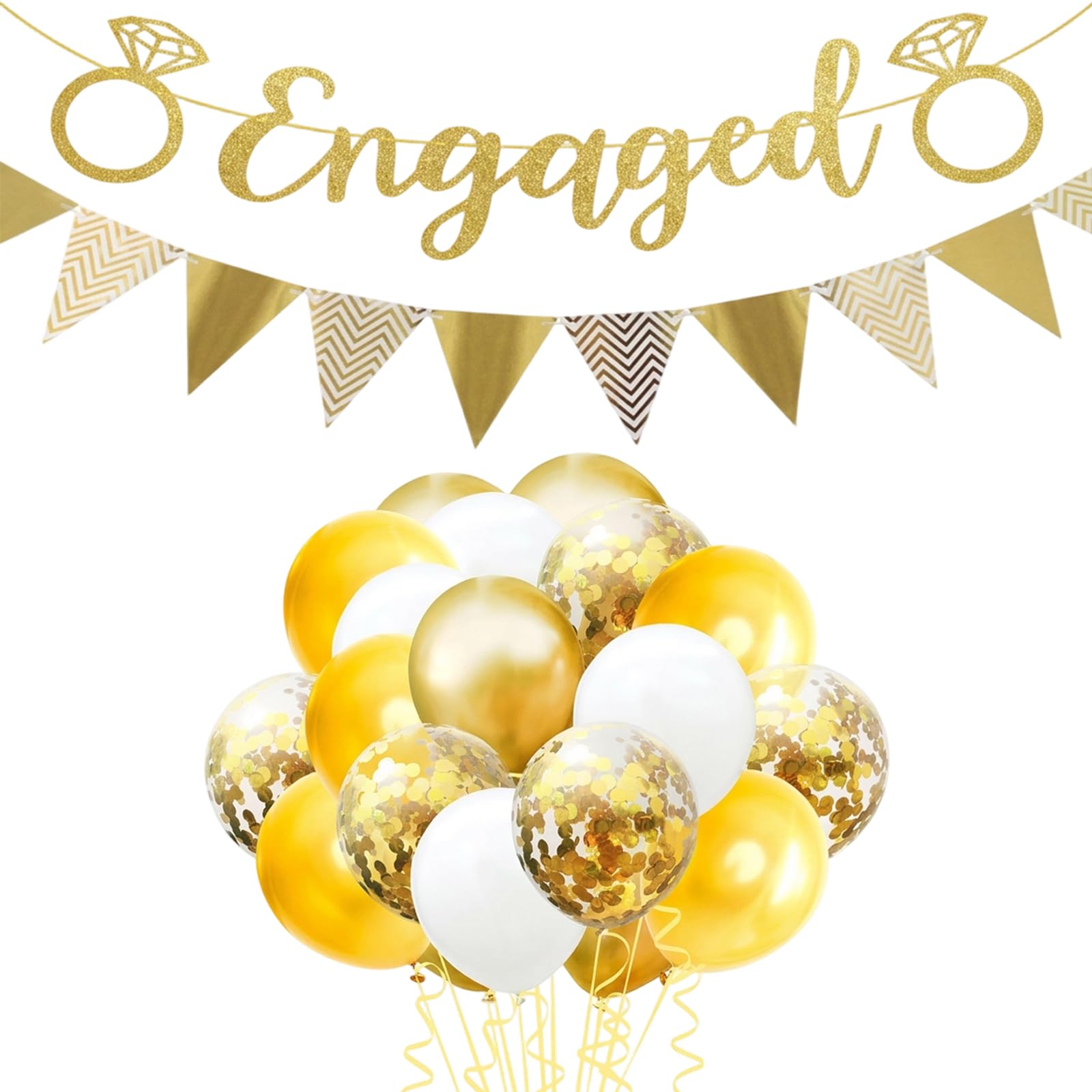22-Piece Engagement Decorations with Engagement Balloons and Gold Balloons, Engaged Party Set for Romantic Proposals and Celebrations