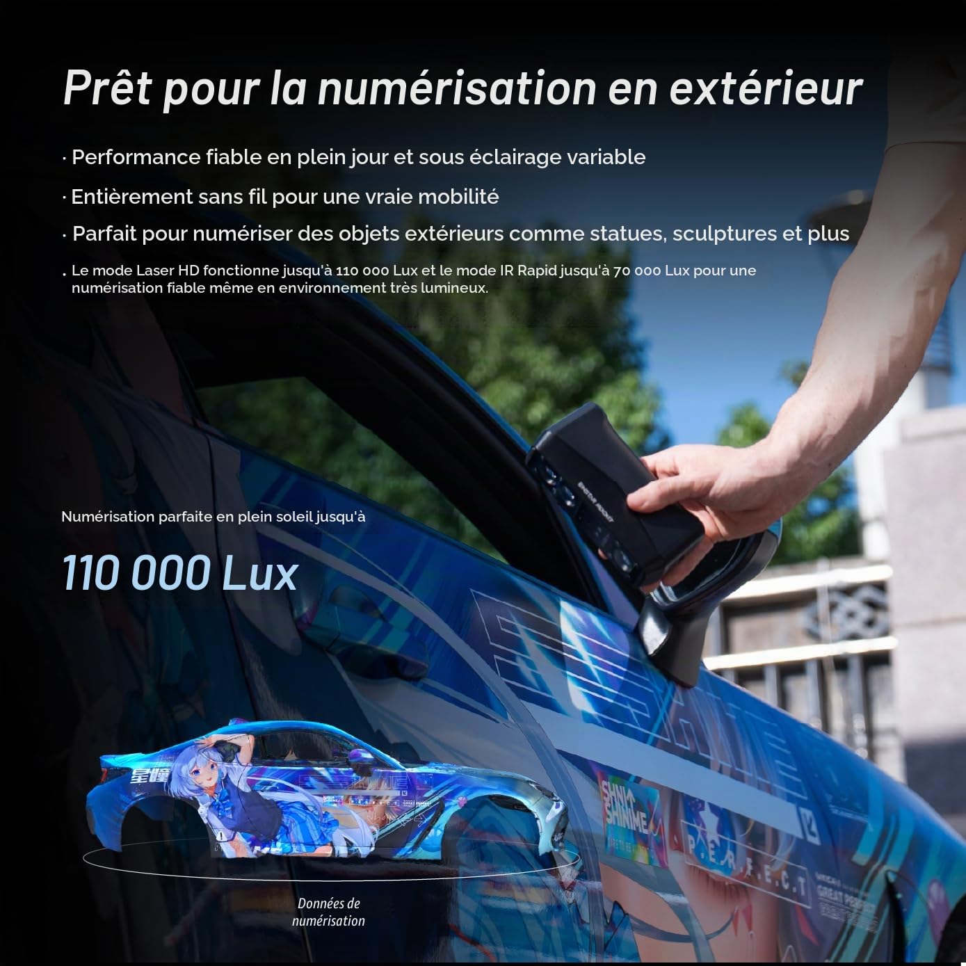 EINSTAR Rockit Scanner 3D sans fil, laser bleu, sans marqueur, infrarouge