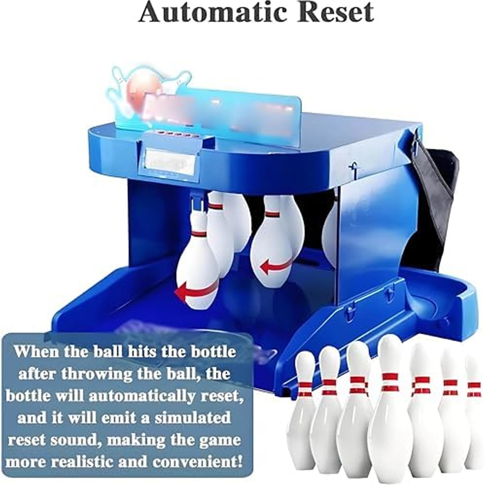 Console di Gioco Elettronica A LED per Bowling - Gioco Sportivo da Interno da 2 M con Ripristino Automatico Ed Effetti Sonori Simulati - Divertente Gioco per Tutta La Famiglia, per Bambini E