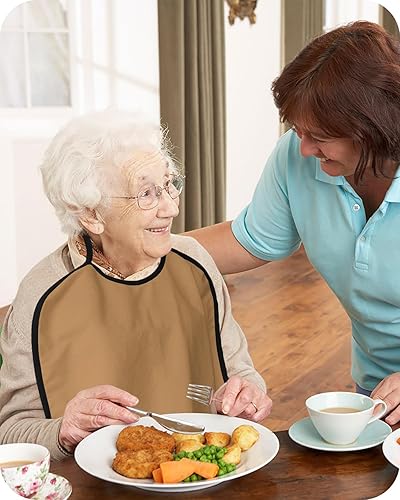 Miniatura 4 de QueenKer Adult Bibs for Eating, Happy Fall Y'all Thanksgiving Pumpkin Waterproof Clothing Protector Washable Adult Bib with Crumb Catcher for