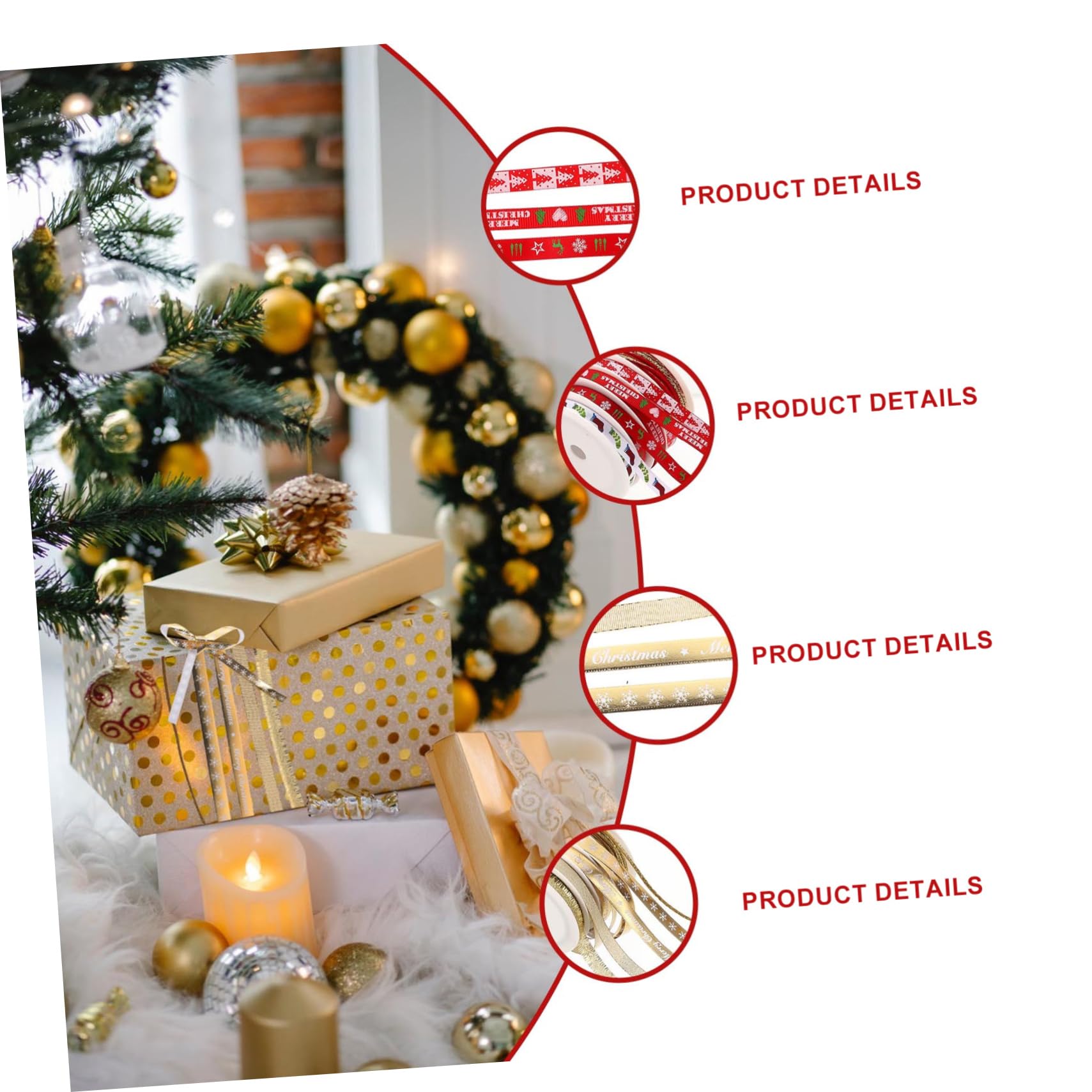 Lurrose 10sätze Weihnachtsmotiv Geschenkbänder Dekorative Ribbons Für Verpackungen Rot Und Gold Für Festliche Anlässe Und Kreative Bastelprojekte