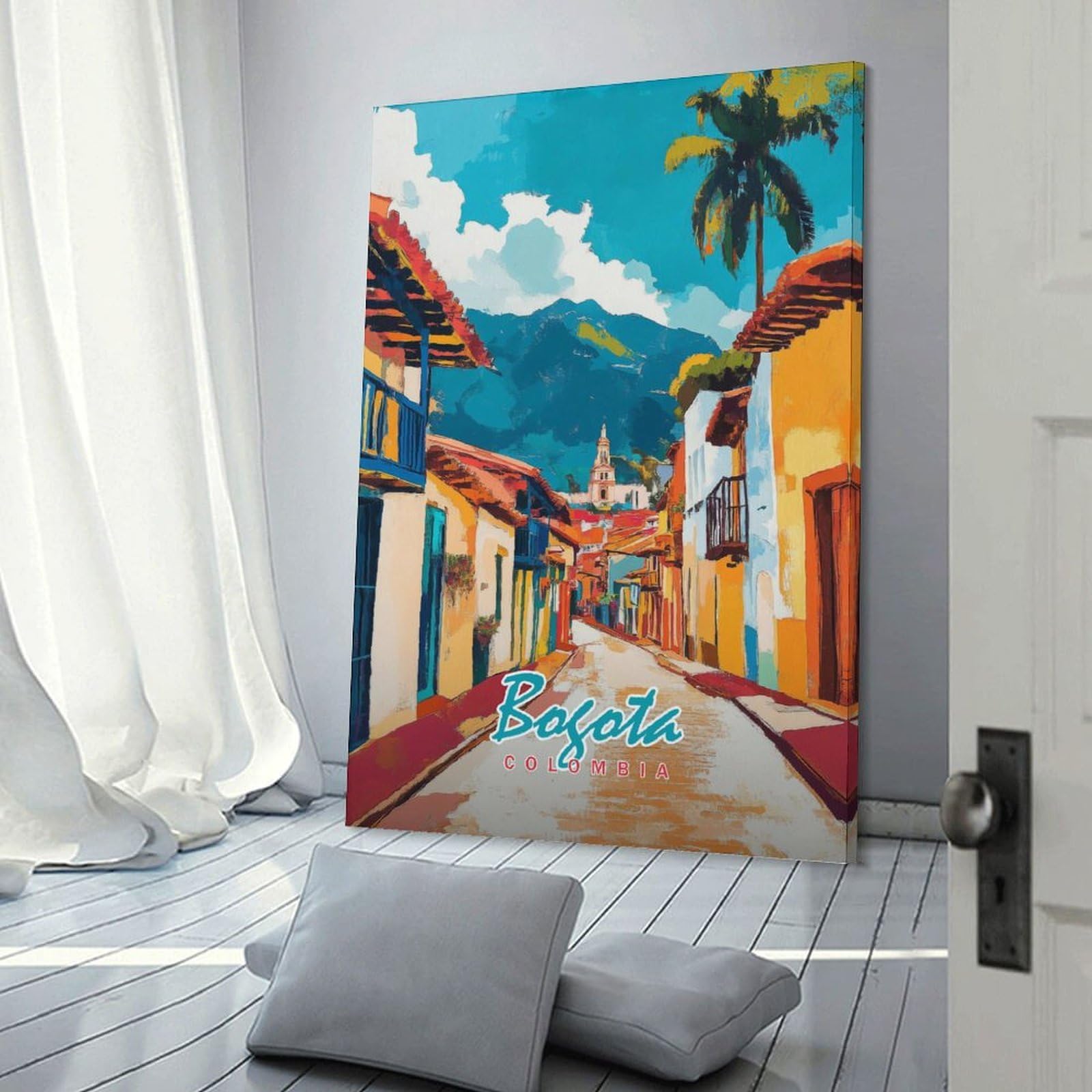 Junmoney Wall Picture Print Bogota Street Scene, 08x12inch(20x30cm), for Living Room, Bedroom Or Apartment Walls, A Home Accent with Warm Character