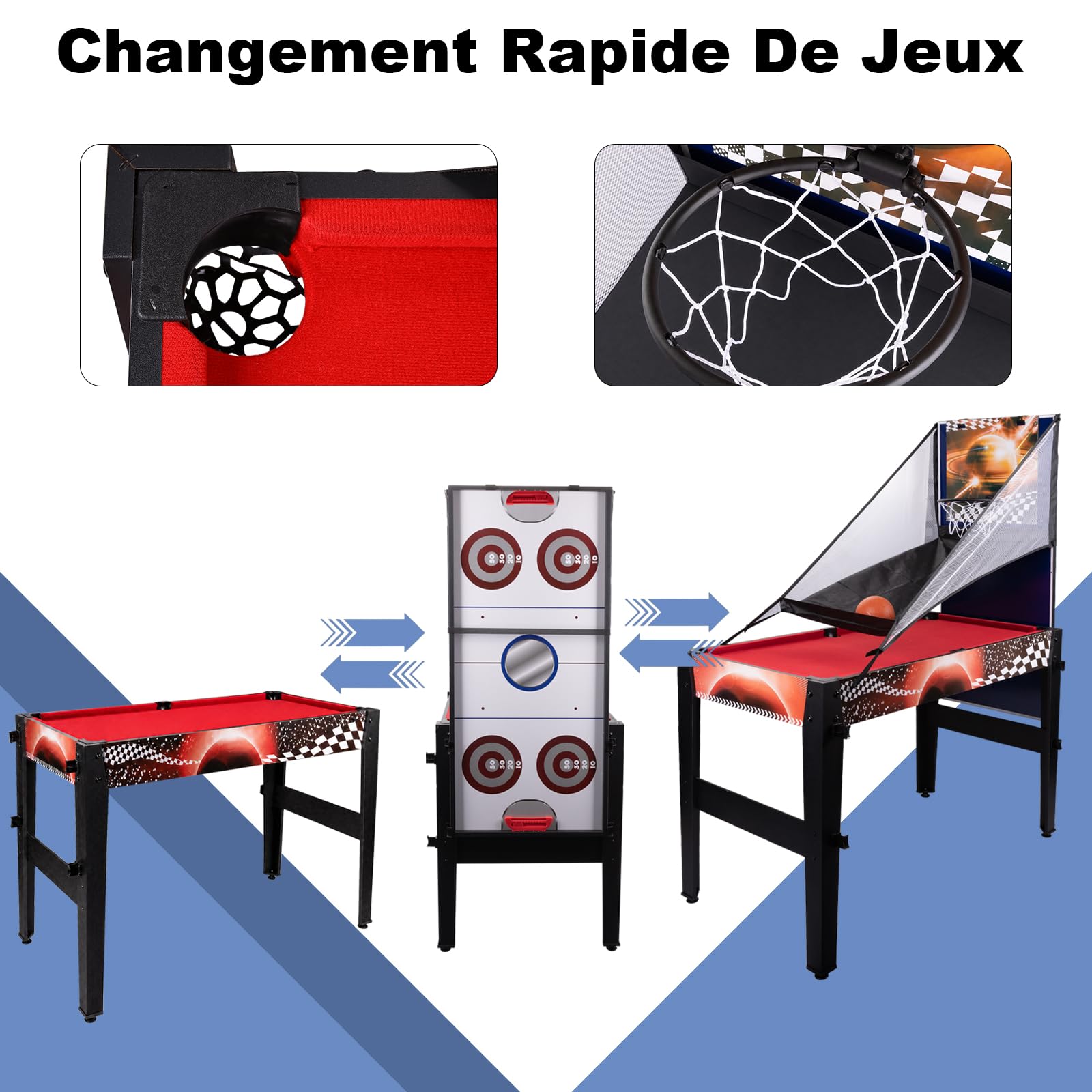 HLC 14 en 1 Table Multijeux/Basket/Billard/Baby-Foot/Tennis de Table/Hockey/Bowling ExpéRience de Sports IntéRieurs Plaisants et RéVersible