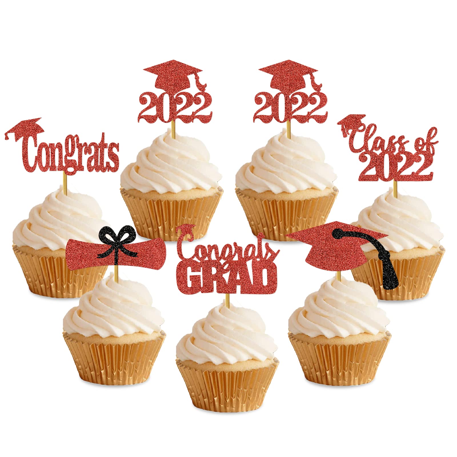 Buy MZ.ogm 24Pcs 2022 Cupcake Toppers Graduation Toppers for Cupcakes