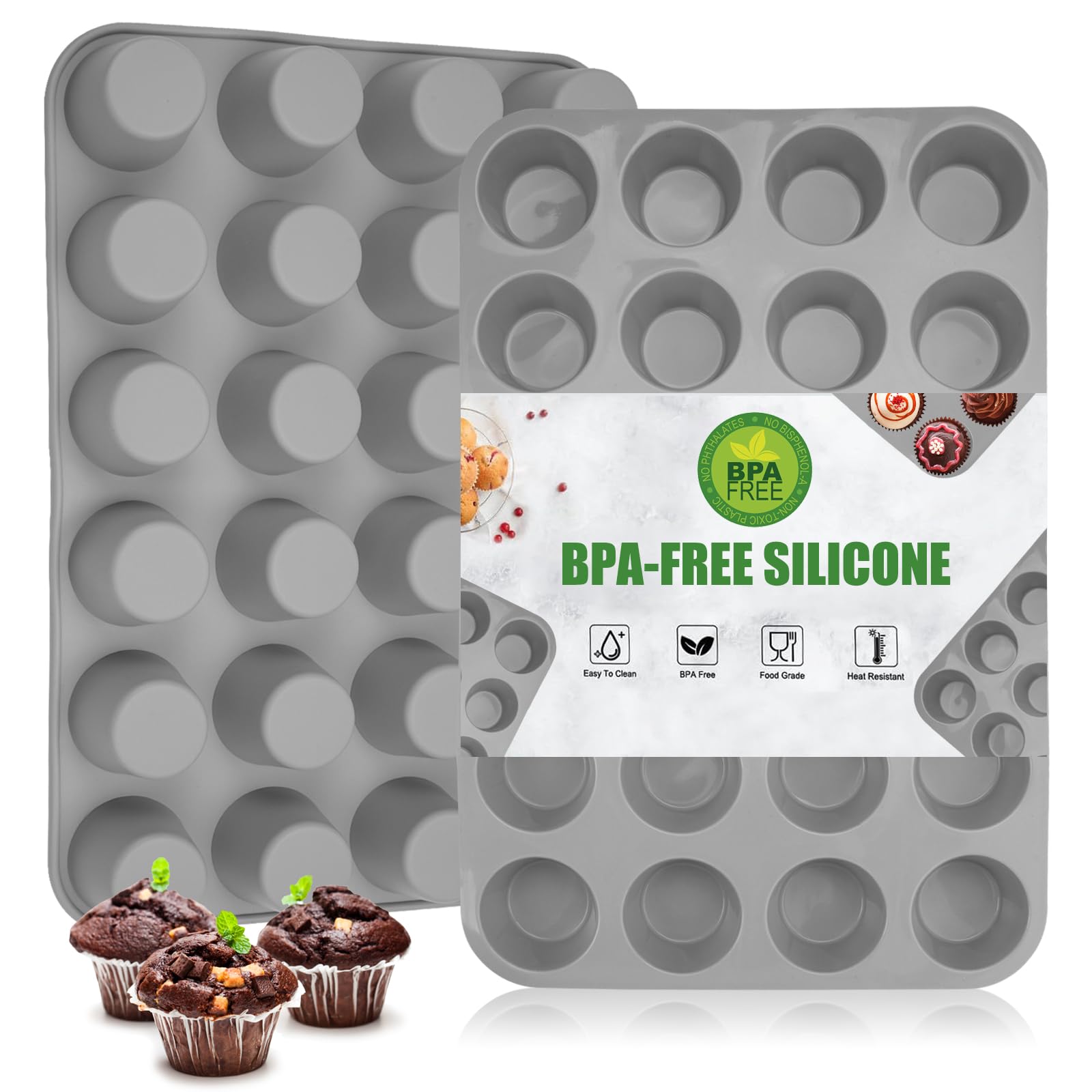 Silikon Muffinform Für 24 Stück – Antihaftbeschichtet, BPA-frei, Spülmaschinenfest – Für Cupcakes, Brownies & Mehr