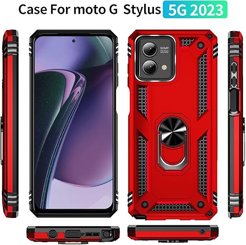 Miniatura 4 de Funda para Moto G Stylus 5G 2023, Motorola G Stylus 5G 2023 con protector de pantalla HD, fundas protectoras de grado militar con anillo para Moto G