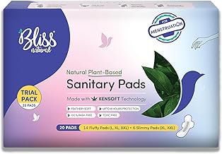 BLISSNATURAL Sanitary Pads for Women Trial Pack 20 Sanitary Napkins for Light To Heavy Flow 14 Fluffy Soft (8L,3XL, 3XXL) + 6 Slimmy Ultra Thin Pads (3XL,3XXL) | Perfect Protection for Every Flow