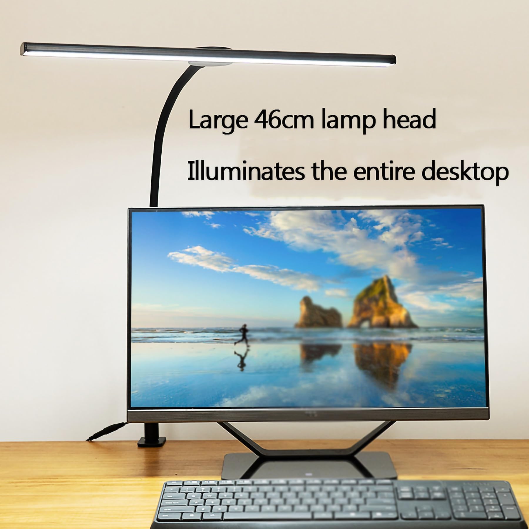 Lampa robocza LED do komputera do domowego biura, regulacja jasności temperatury barwowej 3000–6000 K z regulowanymi ramionami obrotowymi i ściemnianą lampką na biurko LED ze sterowaniem dotykowym (C