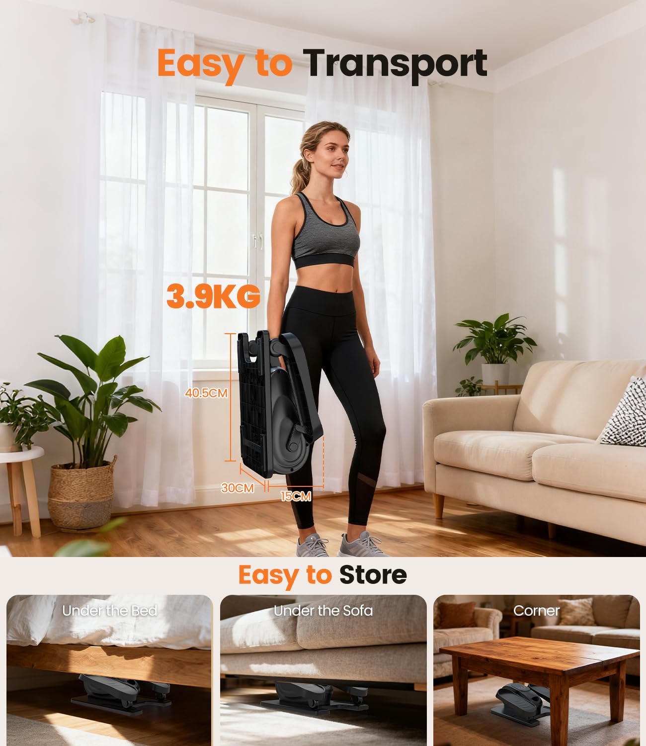 Vélo Elliptique Électrique de Bureau pour Maison, Ultra Silencieux Mini Vélo Elliptique avec Télécommande et Écran LCD, 15 Vitesses,Manuel & Automatique, Pedalier Electrique pour Seniors et Adultes