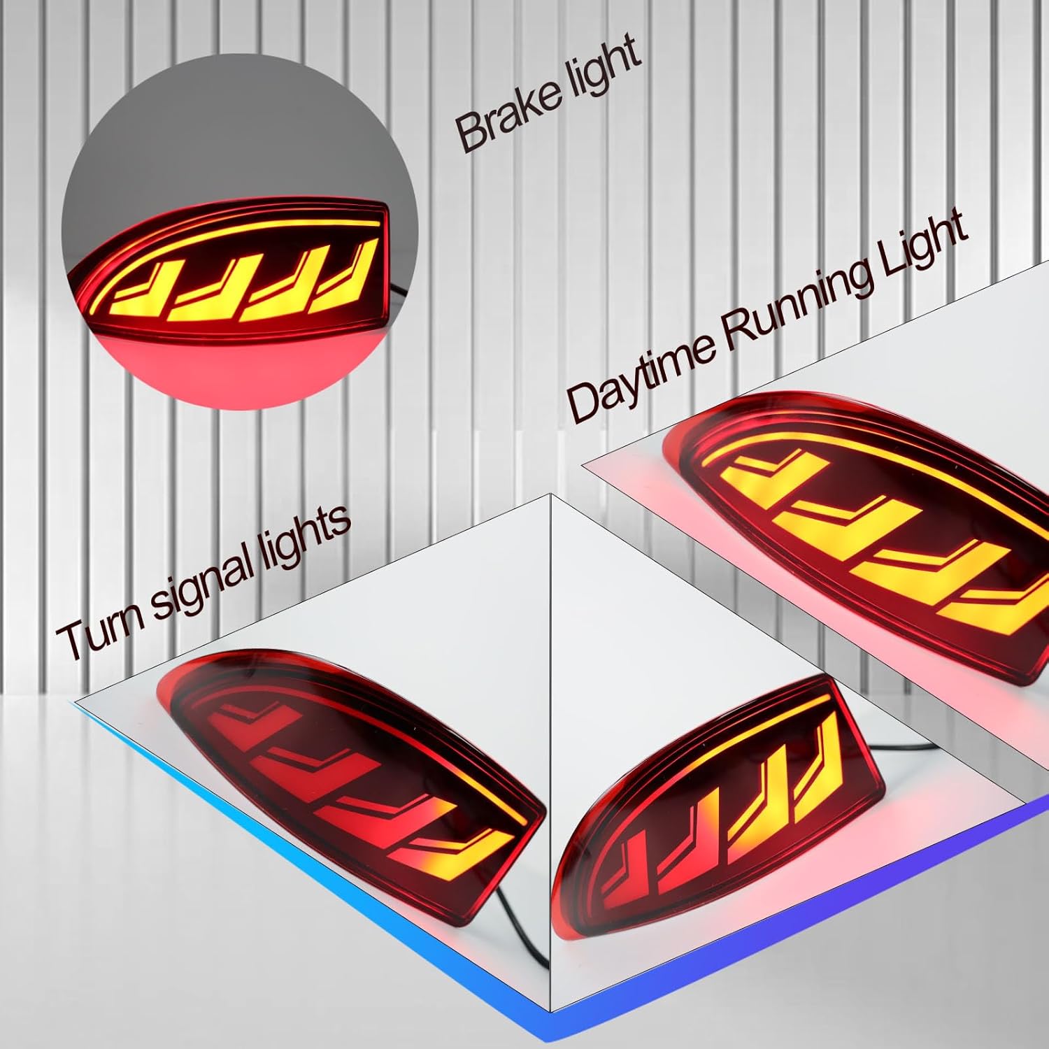 LED Rear Bumper Reflector Lights Trim for Lexus 2006-2012 IS IS250 IS300 IS350 IS200t is-F | Amber Turn Signal, Red DRL & Fog Light |Replacement for OEM 81920-53021 81920-53020 (Red)
