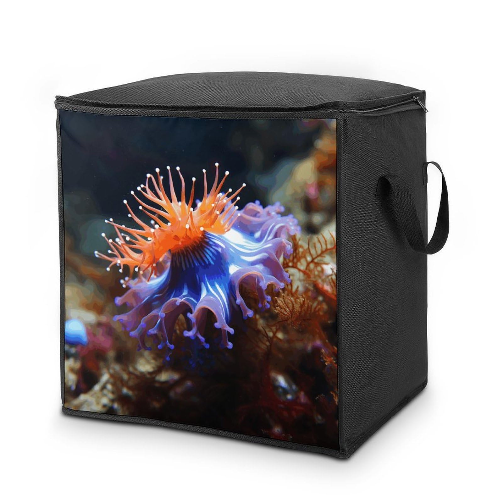Nudibranch Storage Bag Quilt Storage Bag with Sturdy Zippered Fashion Breathable Closet Organizer Storage Boxes with Carry Handles for Blanket Pillow Bedding