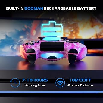 2 حزمة تحكم لاسلكي لـ PS4 ، وحدة تحكم لـ Sony PlayStation 4 ، مستشعر حركة مزدوج 6 محاور ، لوحة لمس حساسة ، مكبر صوت مدمج ورافعة سماعة 3.5 مم ، متوافق مع PS4 / Pro / Slim