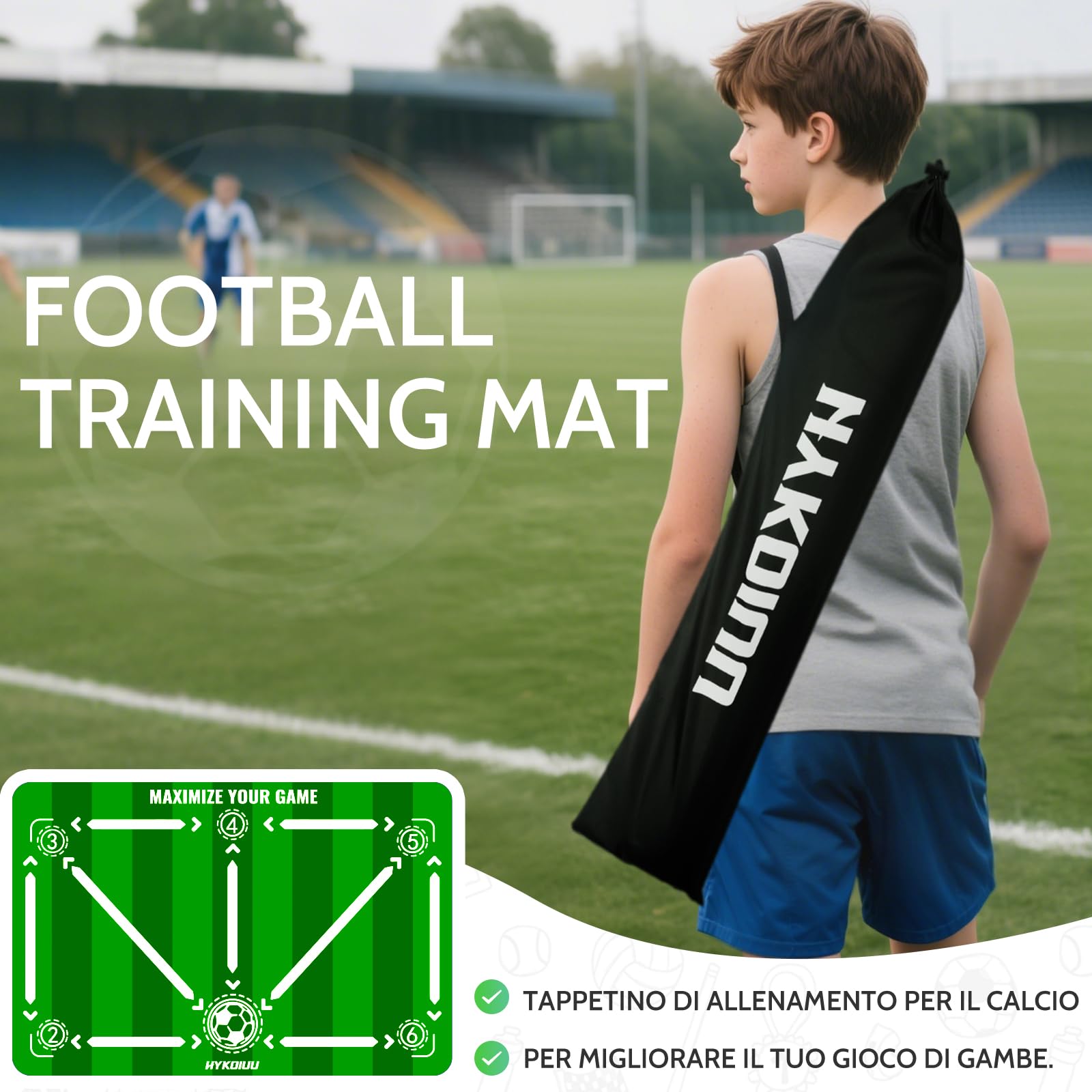 Tappeto Calcio Allenamento Con Soccer Bungee Trainer Tappetino Per Agilità Accessorio Per L'Allenamento Del Calcio Tappeto Da Allenamento Per Il Calcio 60 X 90 Cm Regalo Per Il Calcio Per Bambini