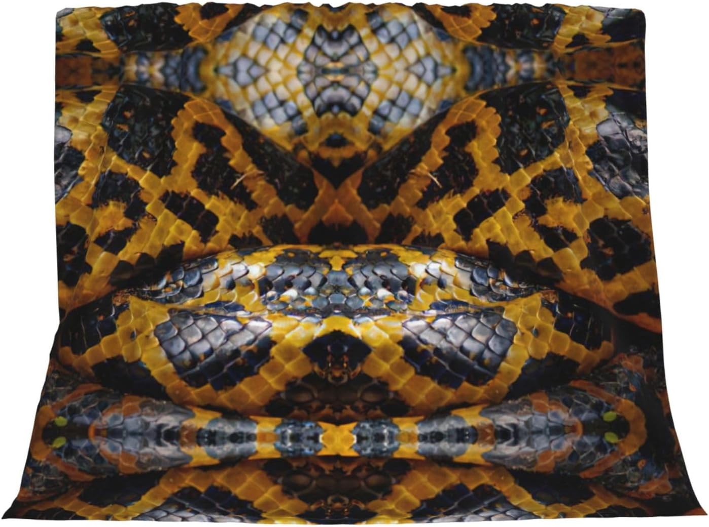 Yellow Snake Print Cozy Soft Blankets Warm 50x60 in Lightweight Blanket for Camping Travel