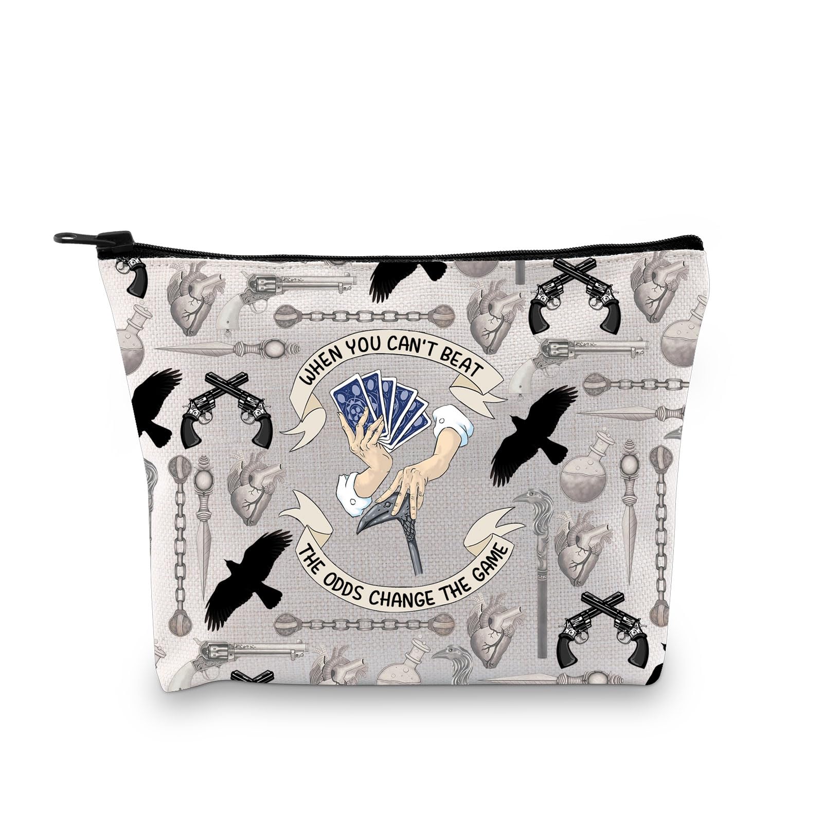 PLITI Six Crows Gift Crow Club Fans Gift When You Can't Beat The Odds Change The Game Zipper Pouch for Bookish Book Lover (beat odds bagU)