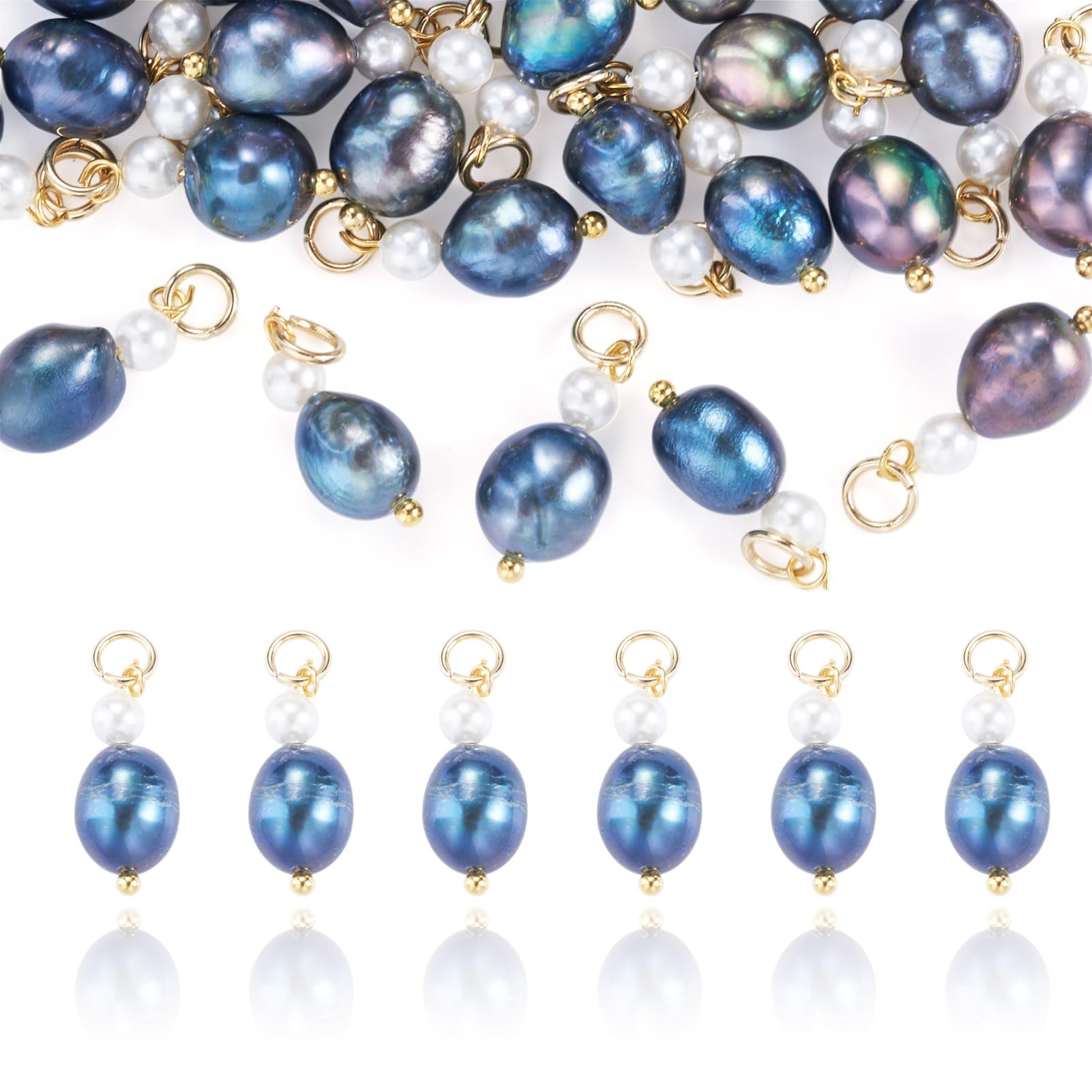 Spritewelry 30Pcs Natural Cultured Freshwater Pearl Charms Shell Pearl Beads Pendant for DIY Necklace Earring Jewelry Making Crafts