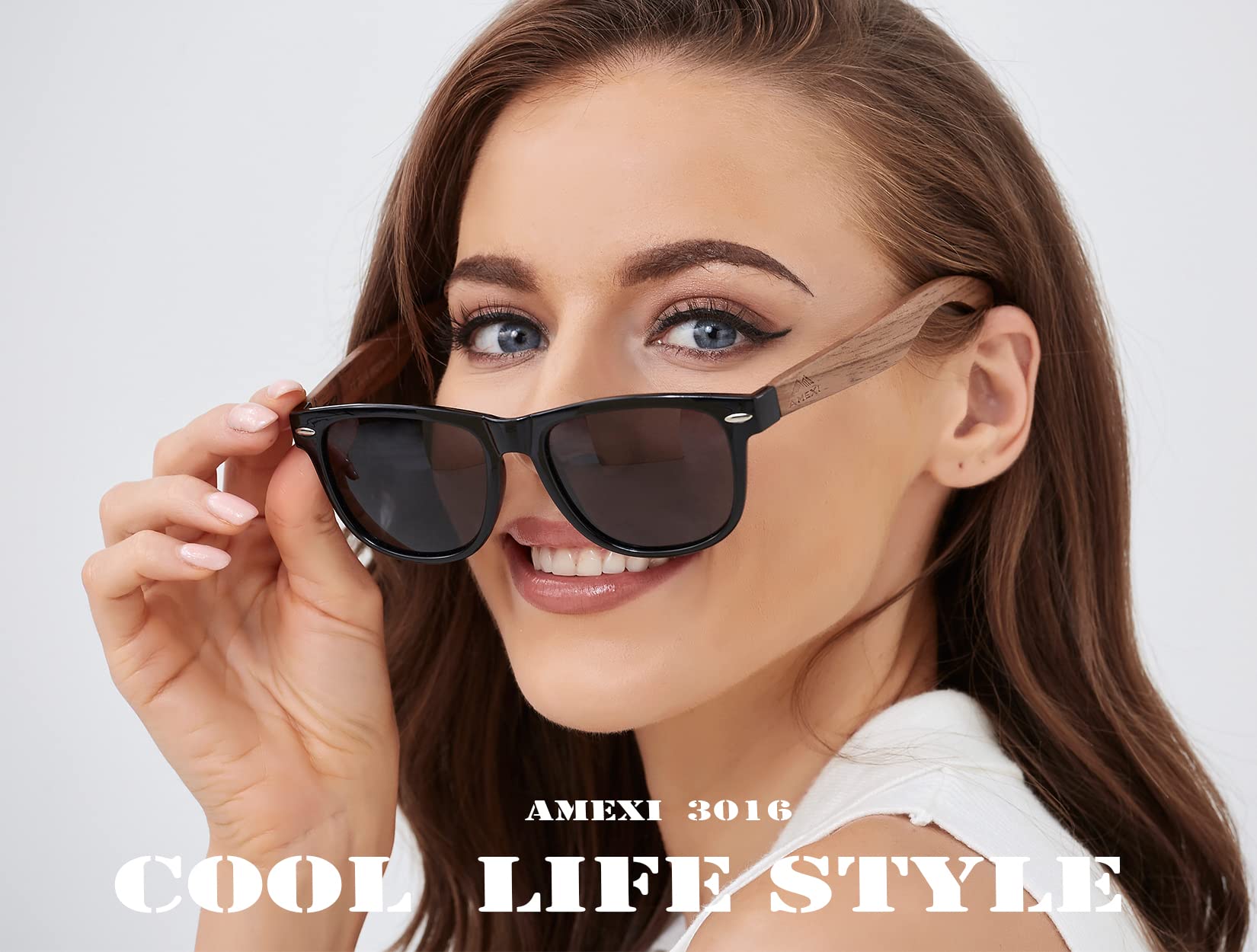 Holz Sonnenbrillen Polarisierte Sonnenbrille,Herren Damen Polarisierte Sonnenbrille， UV400 Sonnenbrille/Der Rahmen der Brille ist aus Walnuss Holz