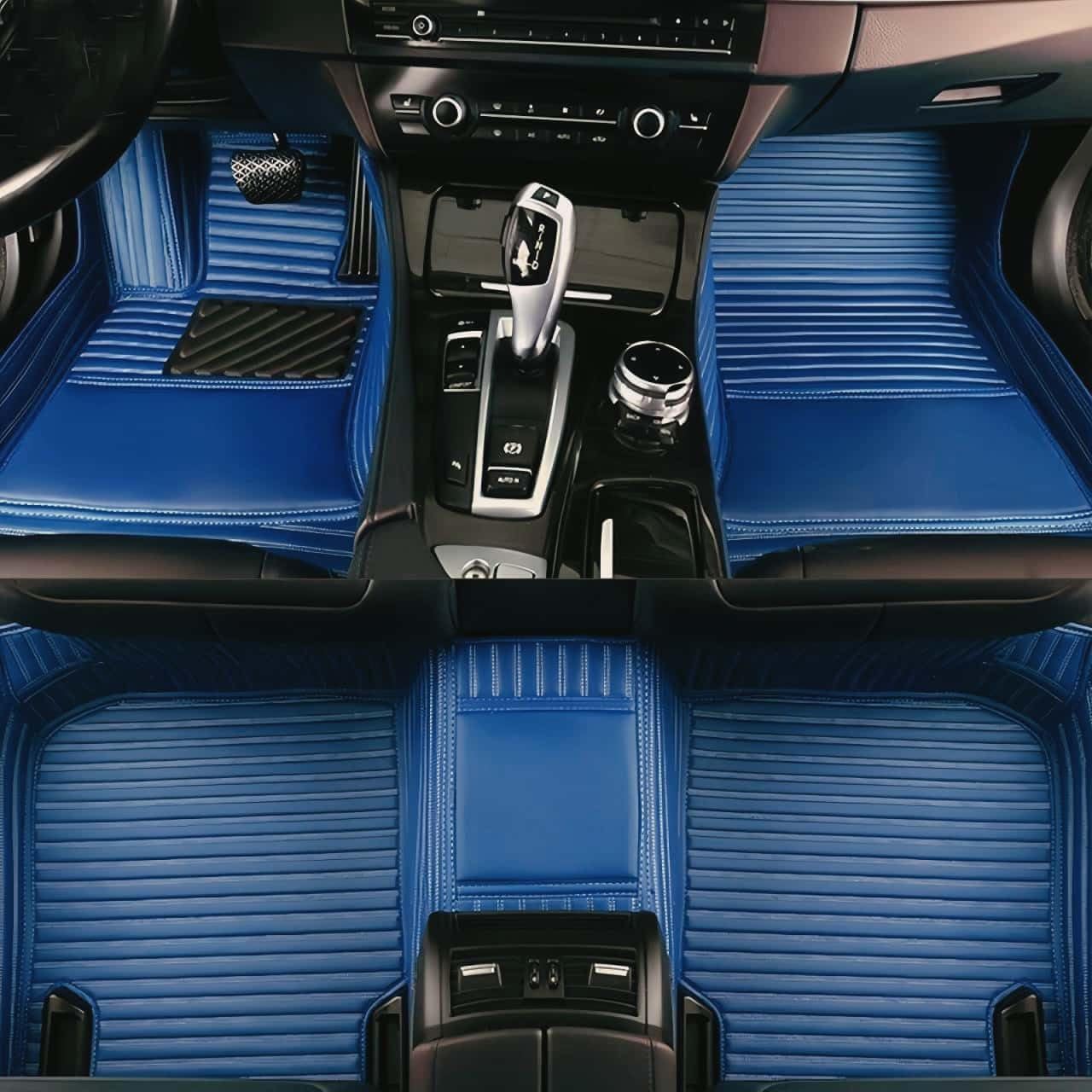 Custom Luxury Car Floor Mats Suitable for All Sedans, Sports Cars,SUV, Business Vehicles, Trucks, Waterproof and Anti Slip Fully Covered Leather Floor Mats (Blue-3D)