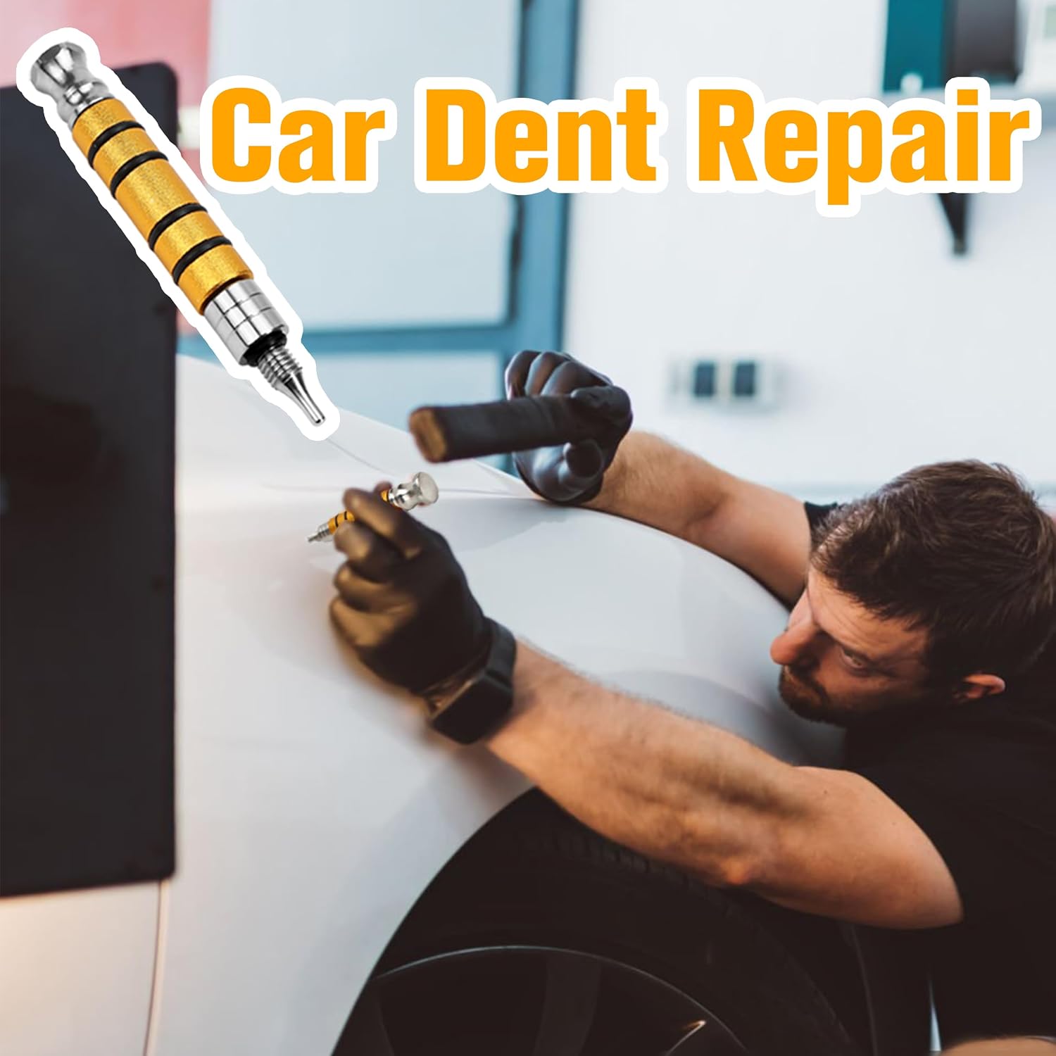 Paintless Dent Repair PDR Tap Knockdown Tools, Hammer Removal Kit with Healing Pen Remover Hand Puller Glue Stick, Suction Cup Get Dent Out Of Car Body Damage, Scratch Metal Surface Fix Hail Knockout