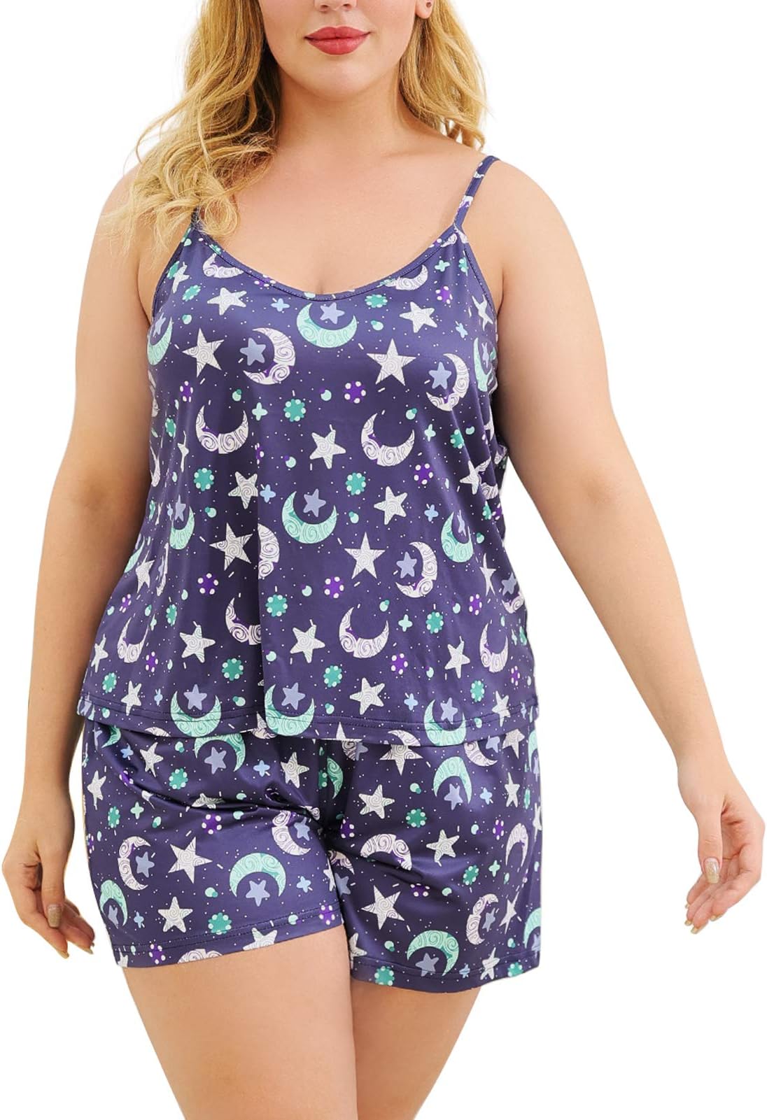 CelkuserWomens Plus Size 2 Piece Cute pajama Sets Tank Top, very Soft Sleepwear Casual PJS CEL108