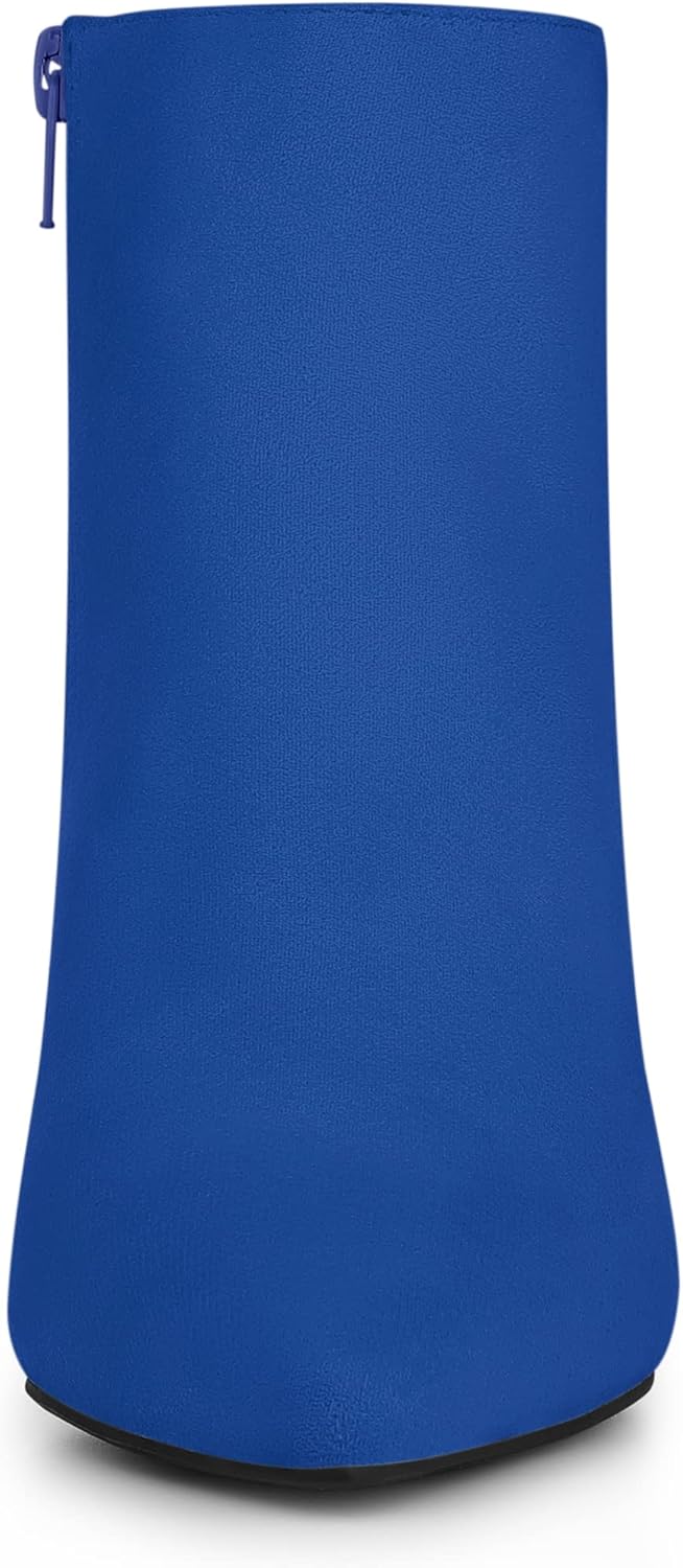 Allegra K Women's Pointy Toe Side Zip Chunky Heels Ankle Boots