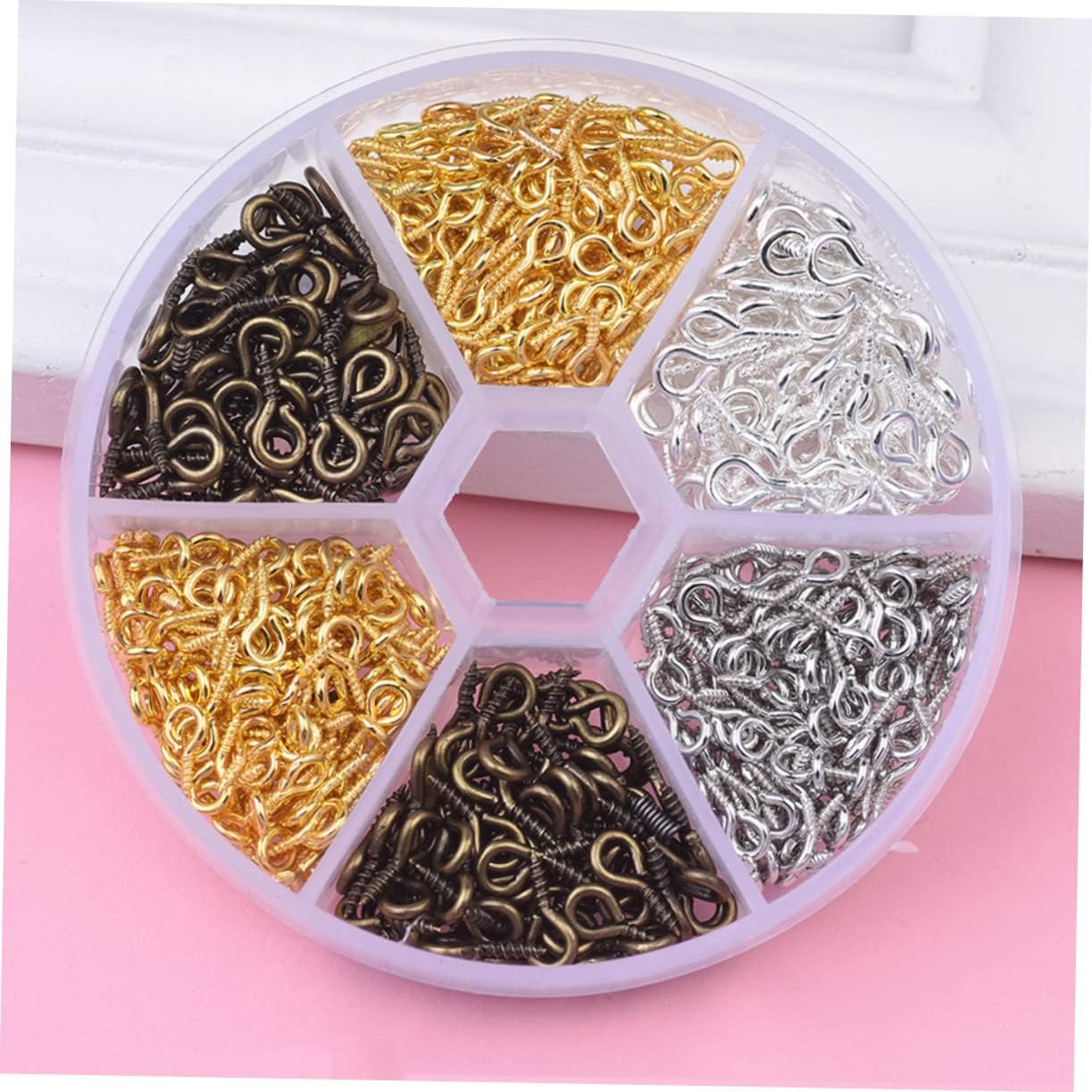 NUOBESTY 600Pcs Screw Eye Pins for Jewelry Making Screw with Storage Box DIY Pendant Accessories for Necklaces and Crafts Reliable and Compact Design