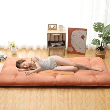 Foldable Futon Bed Mattress 39x80 - Roll Up Japanese Floor Mattress for Camping, Guest Room & Kids Floor Play, Small Spaces - Portable Tatami Sleeping Pad, Coral