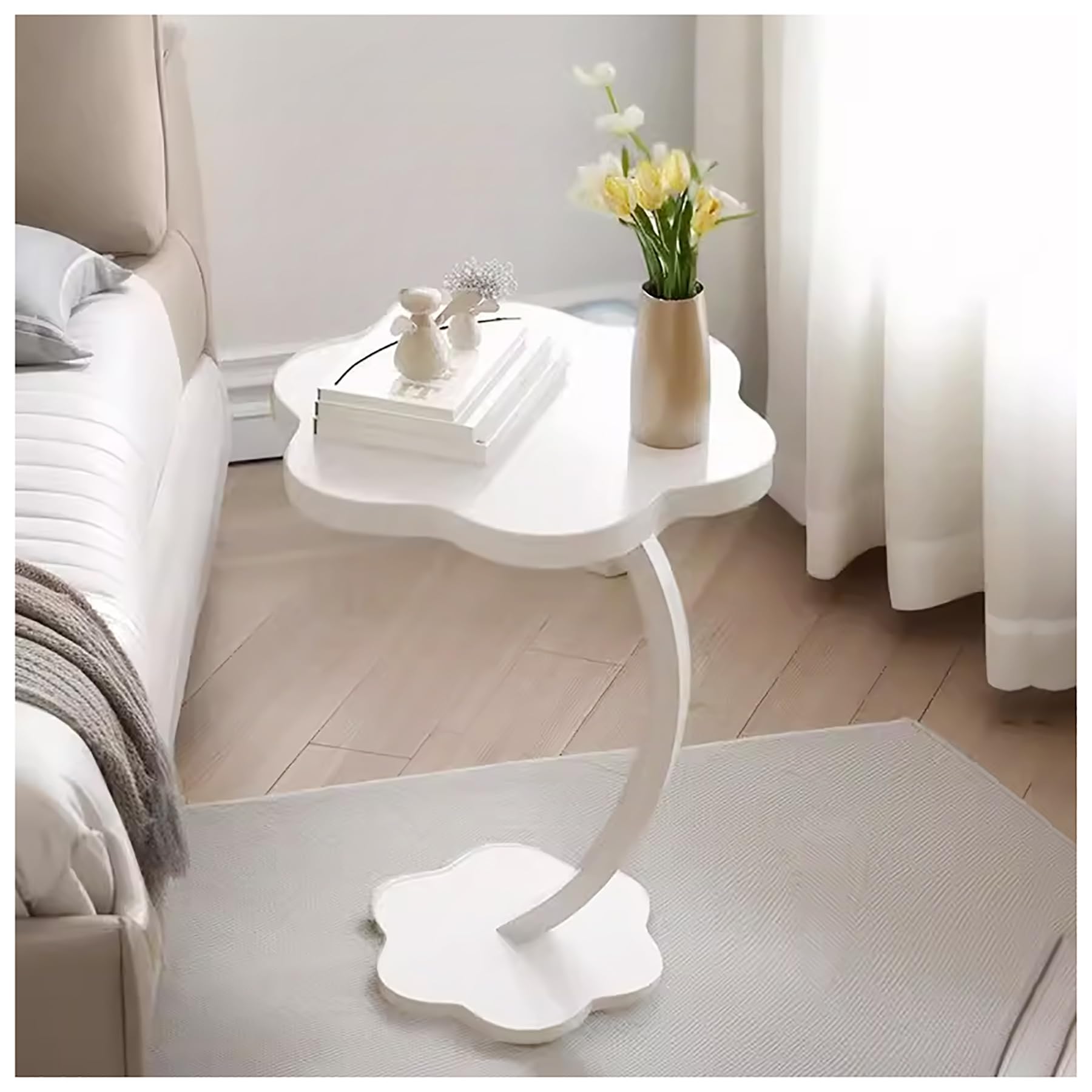 ZLGONRL Cloud Shape End Tables Living Room Space Saving Side Table for Couch Tables That Slide Under C Shaped Side Table Small Bedside Table