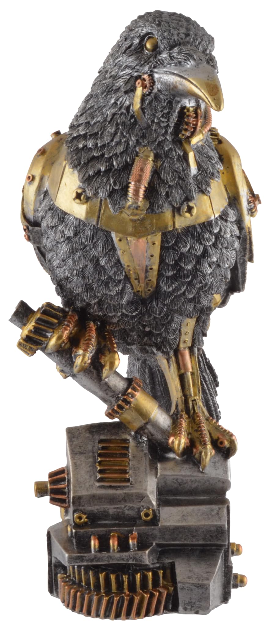 VOGLER Joh. Vogler GmbH Steampunk Steam Raven con varie parti meccaniche, pietra artificiale colorata a mano