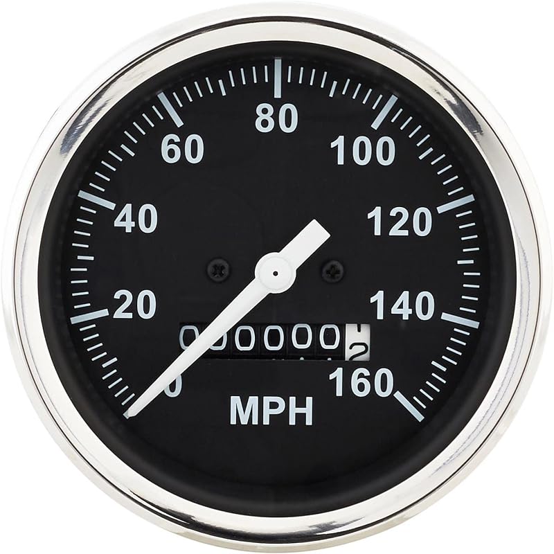 Velocímetro mecânico Speedway Motors 0–160 MPH com mostrador preto – 8,57 cm