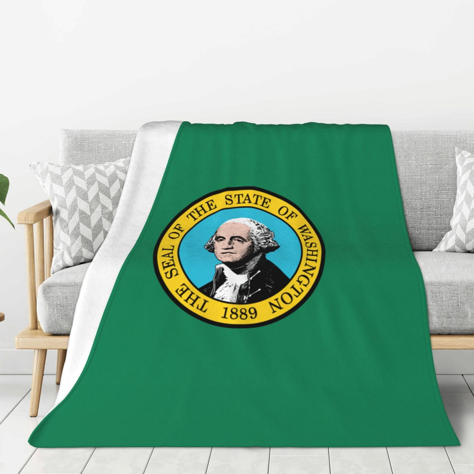 Couverture en flanelle drapeau Washington plaid chaud super doux lit canapé camping