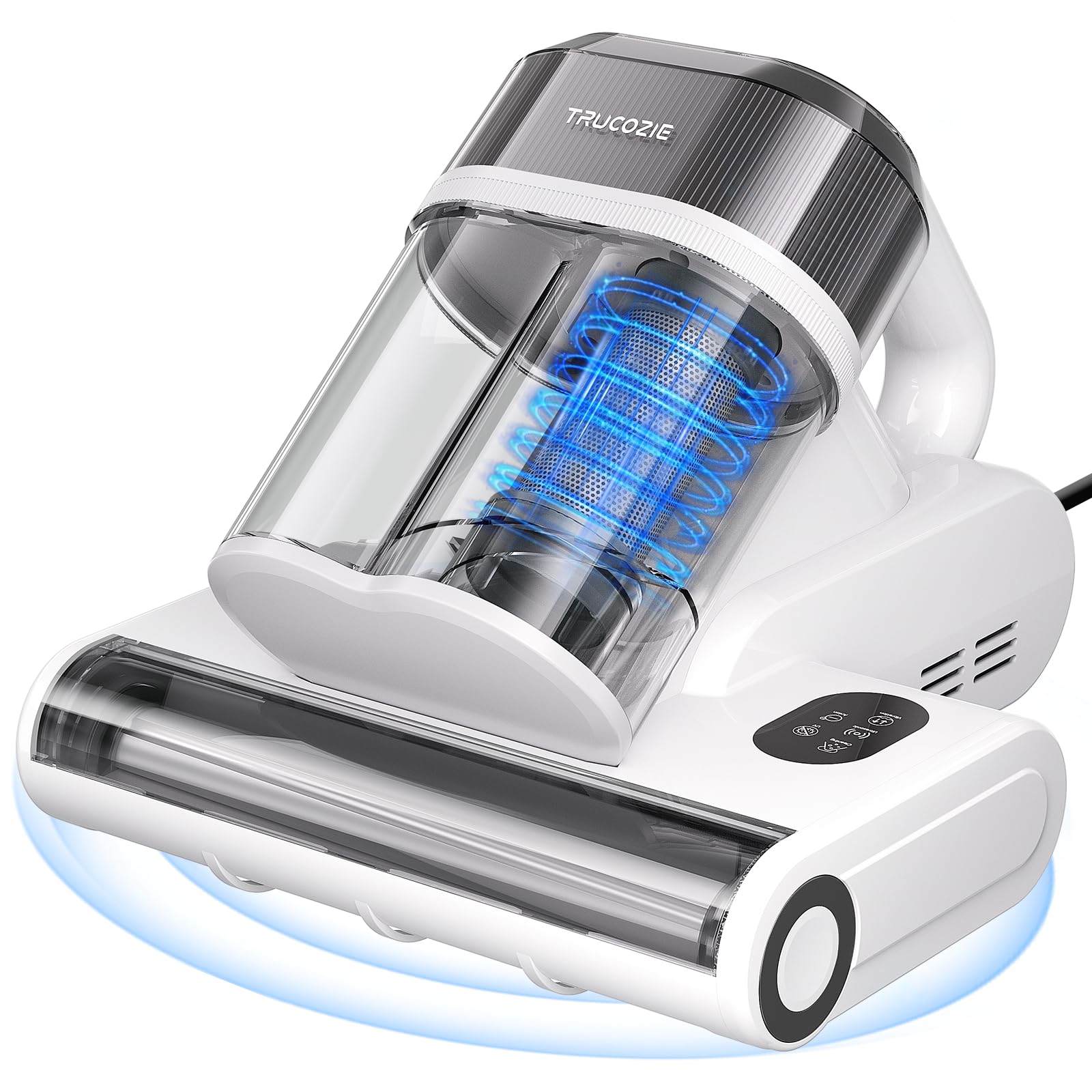 Photo 1 of Trucozie Mattress Vacuum Cleaner with 275nm UV-C Light & 149? Heat, 16Kpa Powerful Suction Bed Vacuum for Pet Hair & Dander, Smart Dust Sensor, Anion & Aromatherapy, Corded for Bed, Sofa, Couch, White