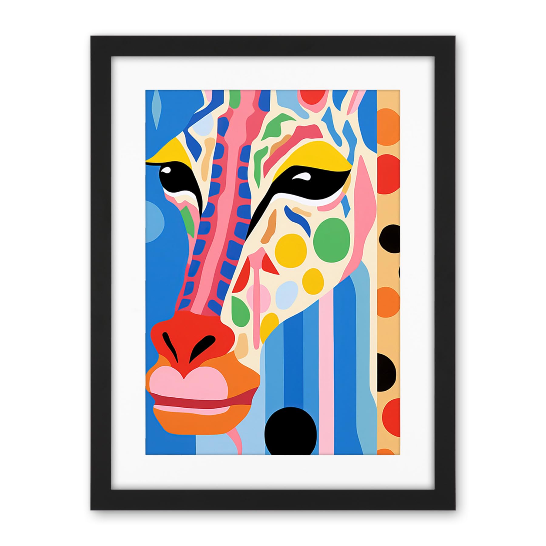 Artery8 I Woke Up Like This Giraffe Henri Matisse Style Artwork Vibrant Abstract Portrait Artwork Framed Wall Art Print 18X24 Inch