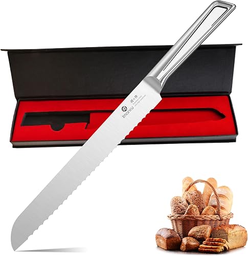 imarku Serrated Bread Knife with Japanese High Carbon Stainless Steel | Razor Sharp Bread Cutting Knife with Ergonomic Handle for Homemade Bread/Sourdough/Bagels/Cake Clean Low-Crumb Cuts - 75% off