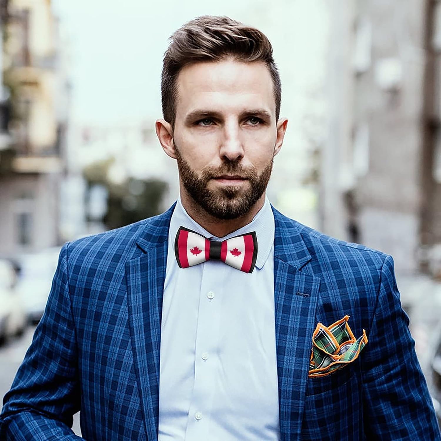 Canadian Flag Printed Men‘s Bow Ties Funny Pre-Tied Adjustable Bowties
